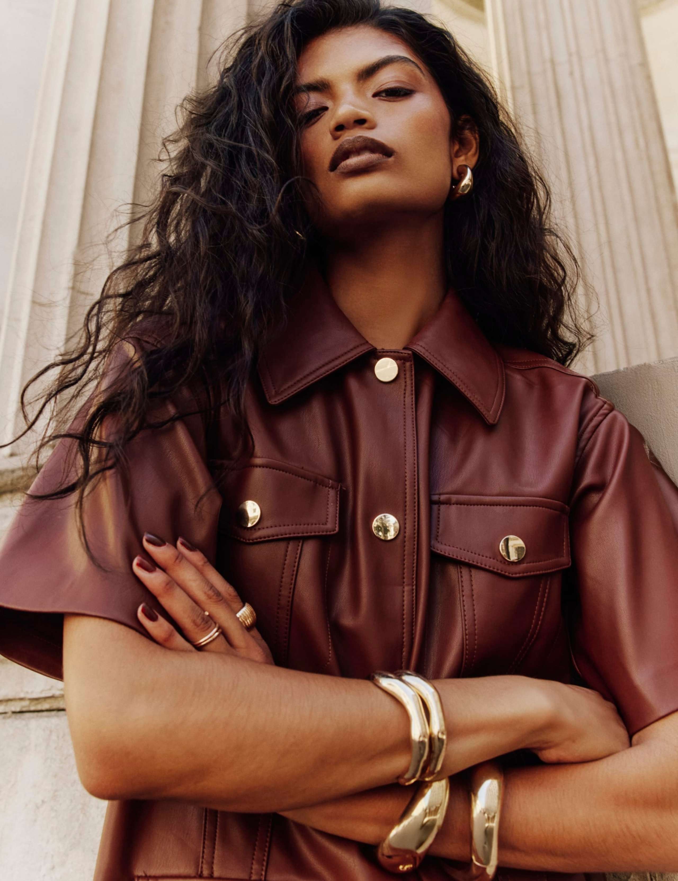 Faux Leather Utility Mini Shirt Dress 4 of 6