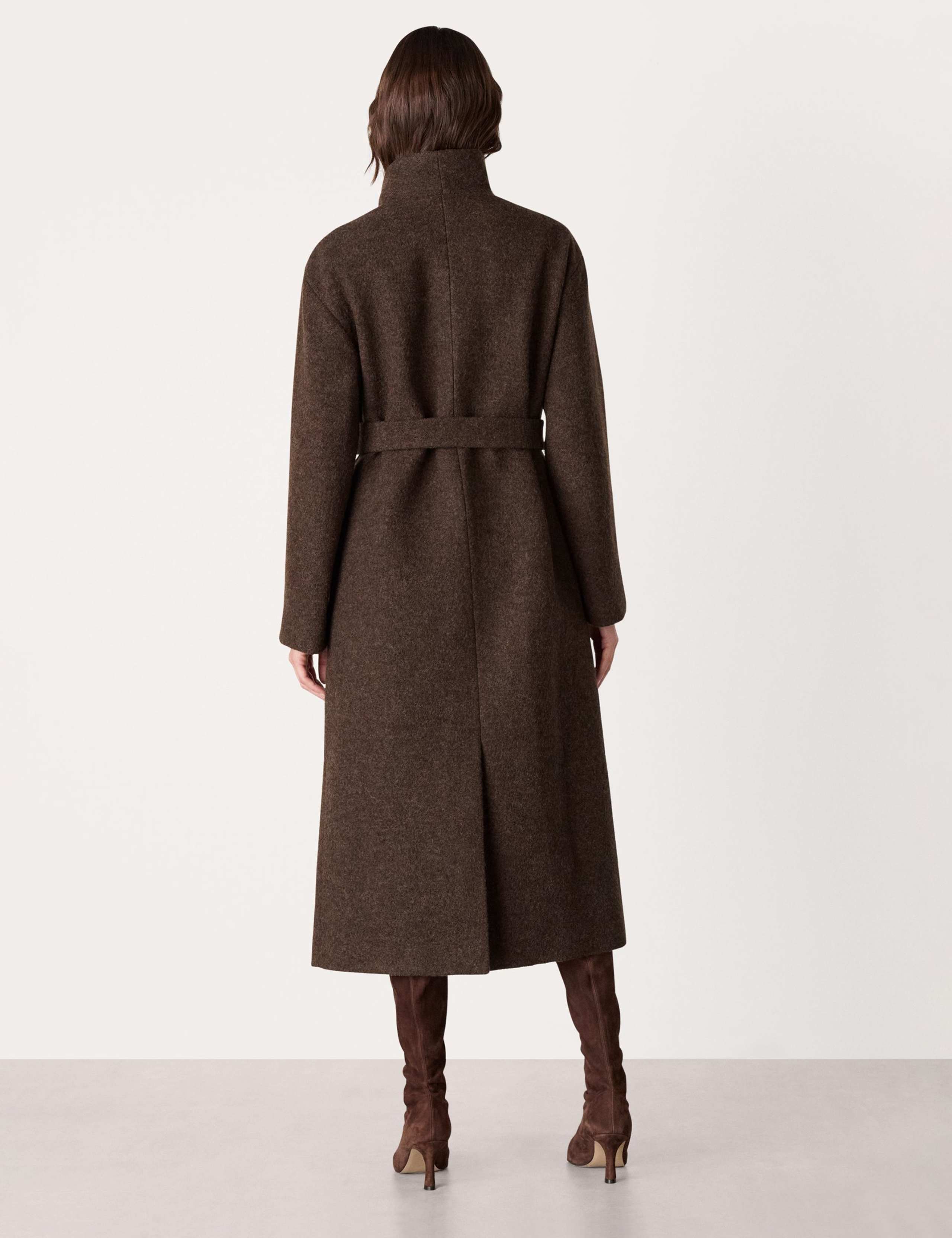 Pure Wool Belted Funnel Neck Wrap Coat 3 of 4