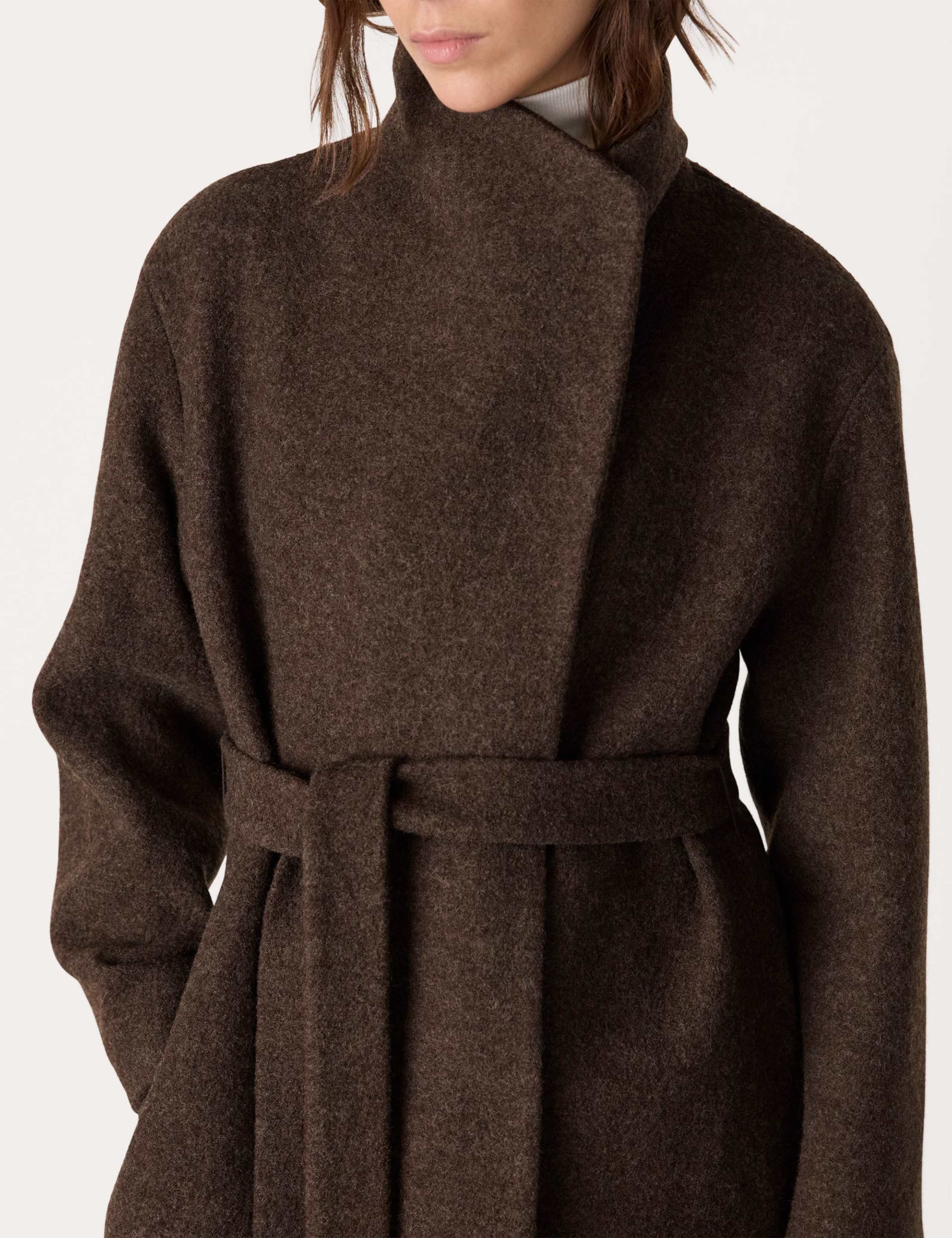Pure Wool Belted Funnel Neck Wrap Coat 4 of 4