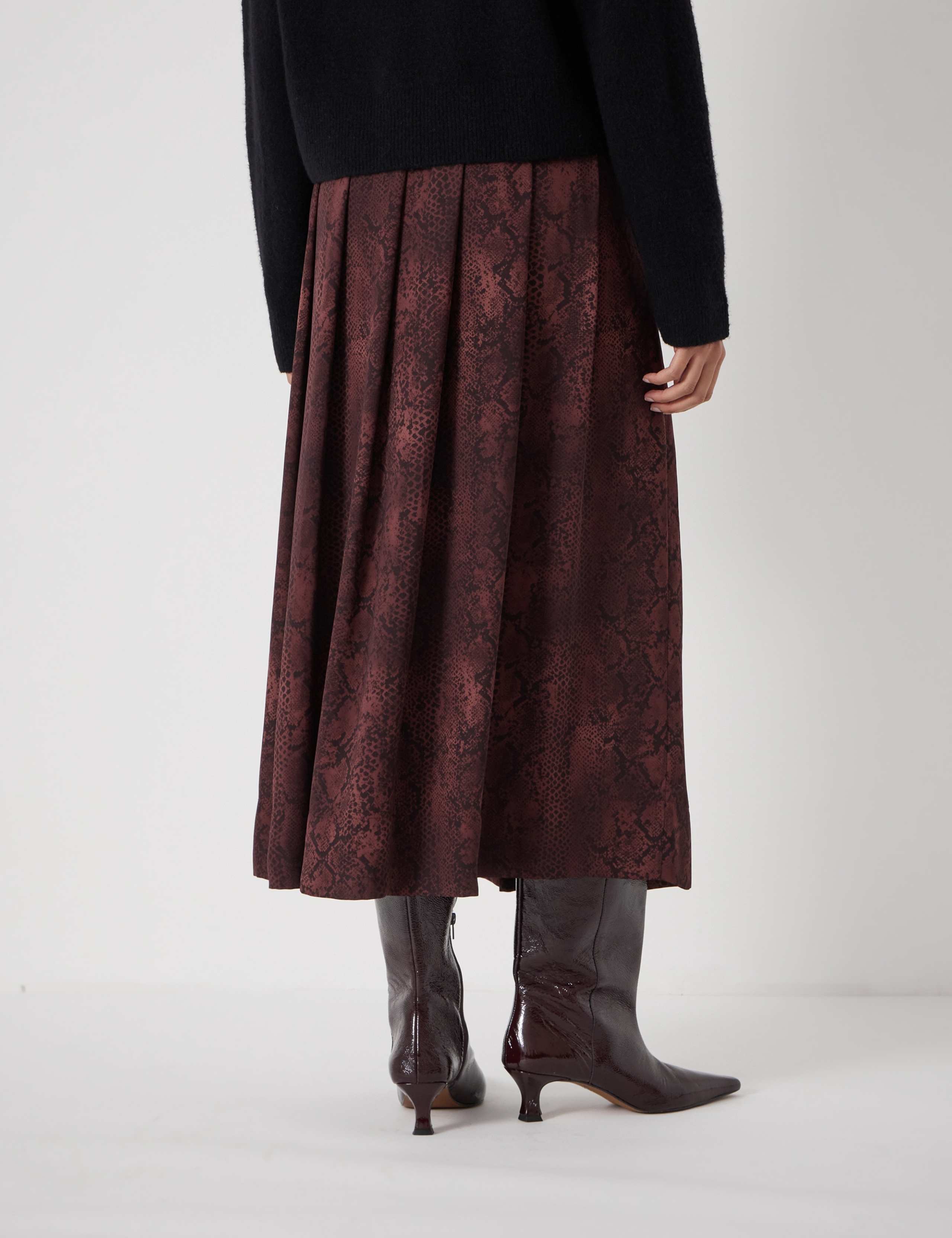 Animal Print Pleated Midi Skirt 3 of 5