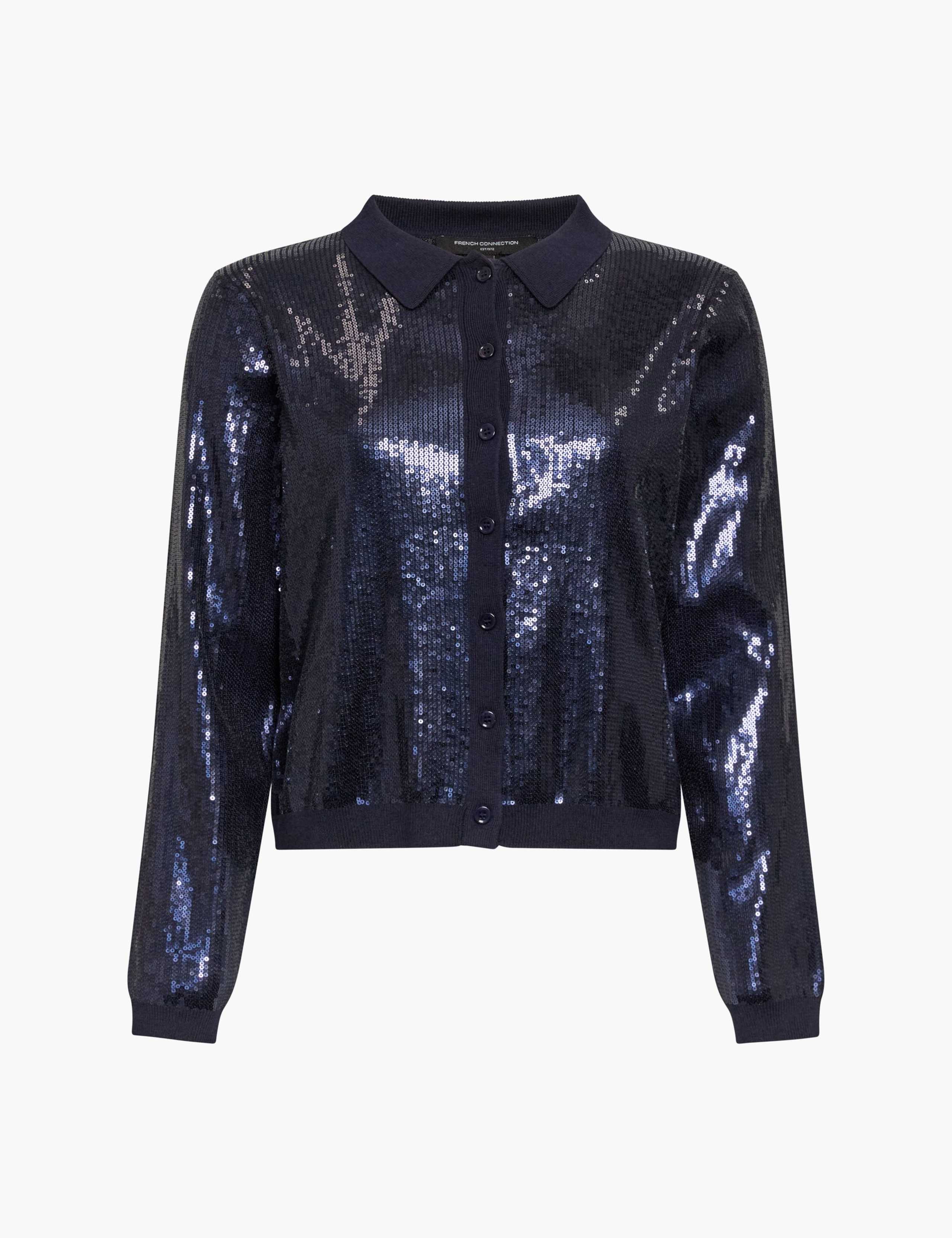 Cotton Blend Sequin Button Through Top 2 of 3