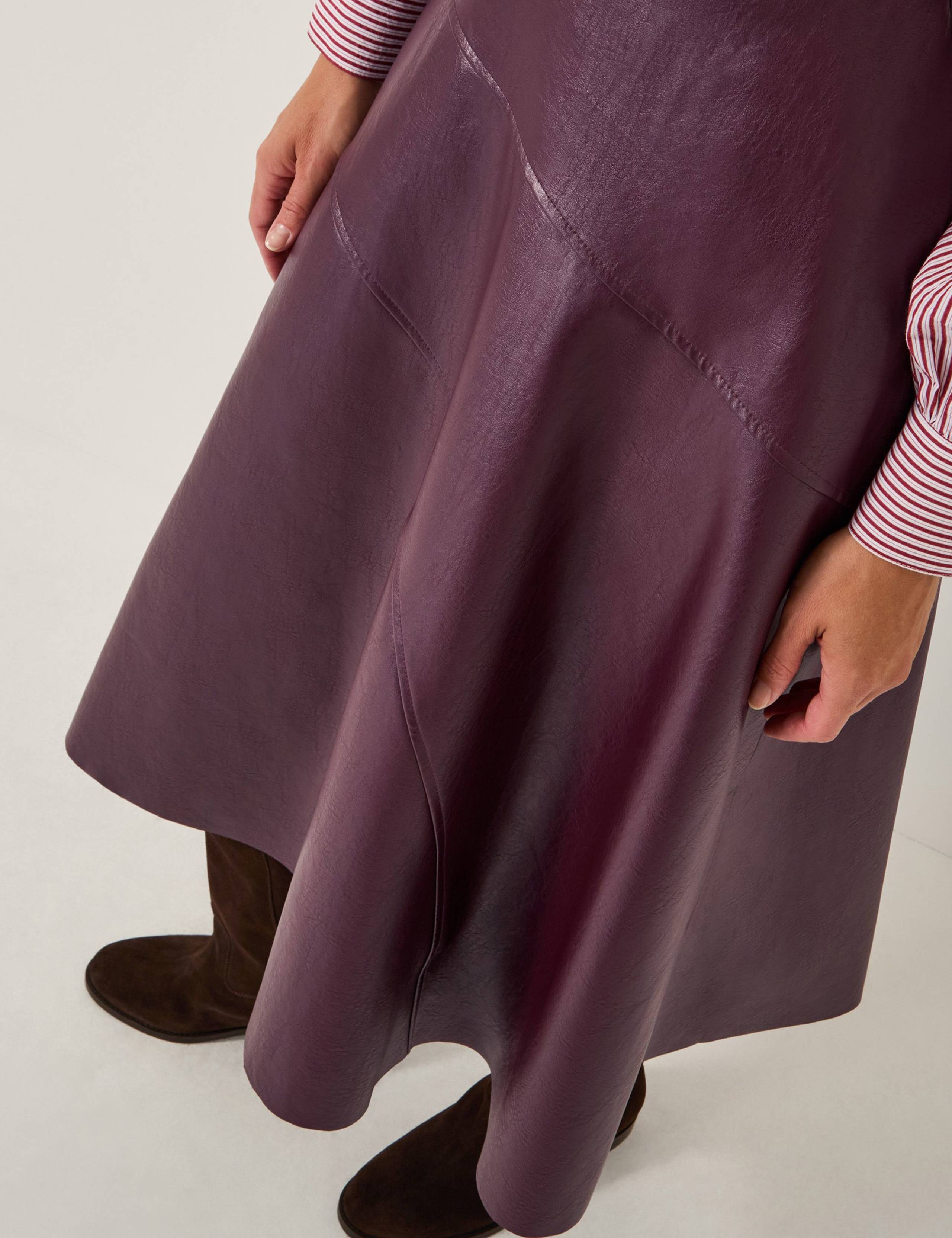 Leather Look Midi A-Line Skirt 3 of 5