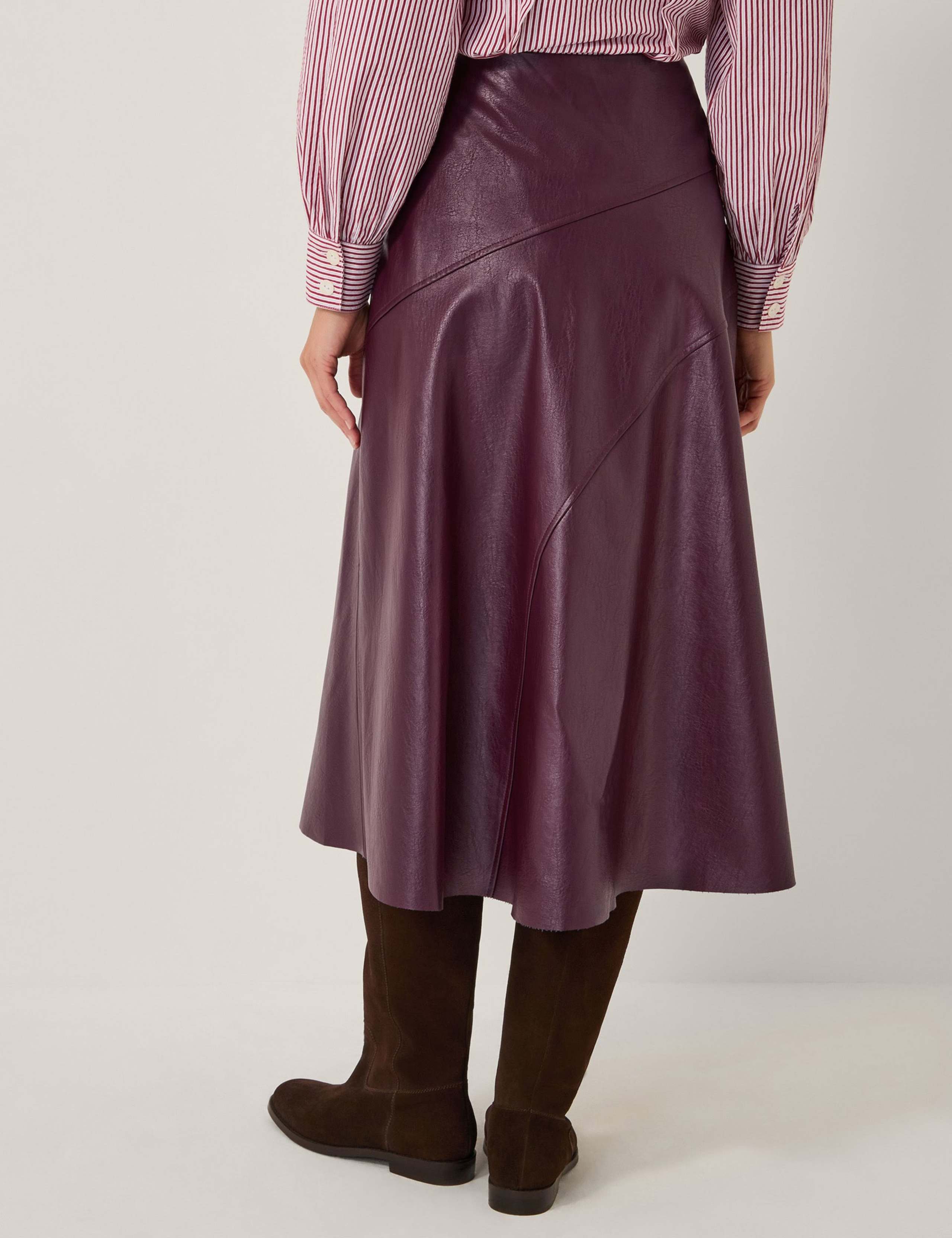 Leather Look Midi A-Line Skirt 4 of 5