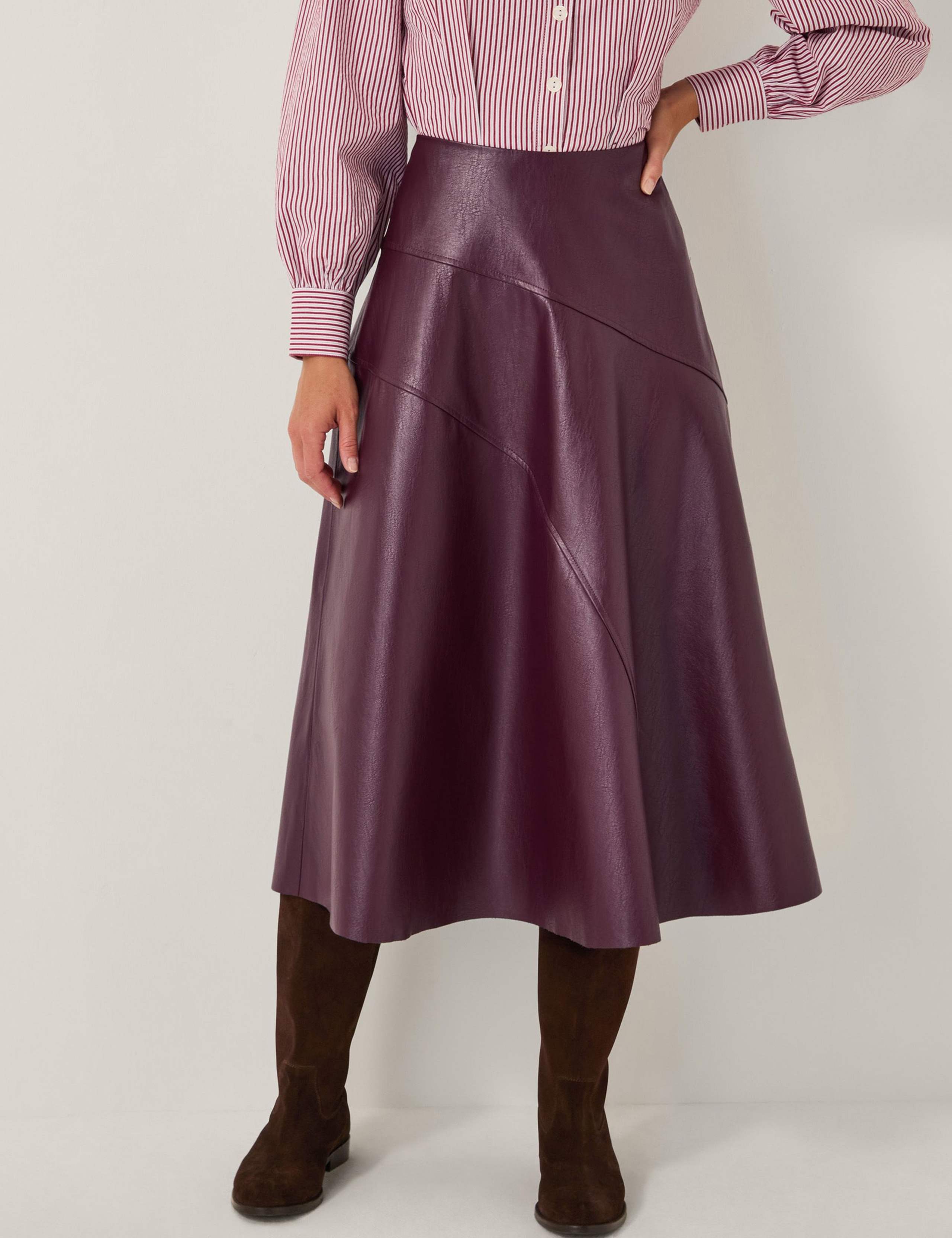 Leather Look Midi A-Line Skirt 5 of 5