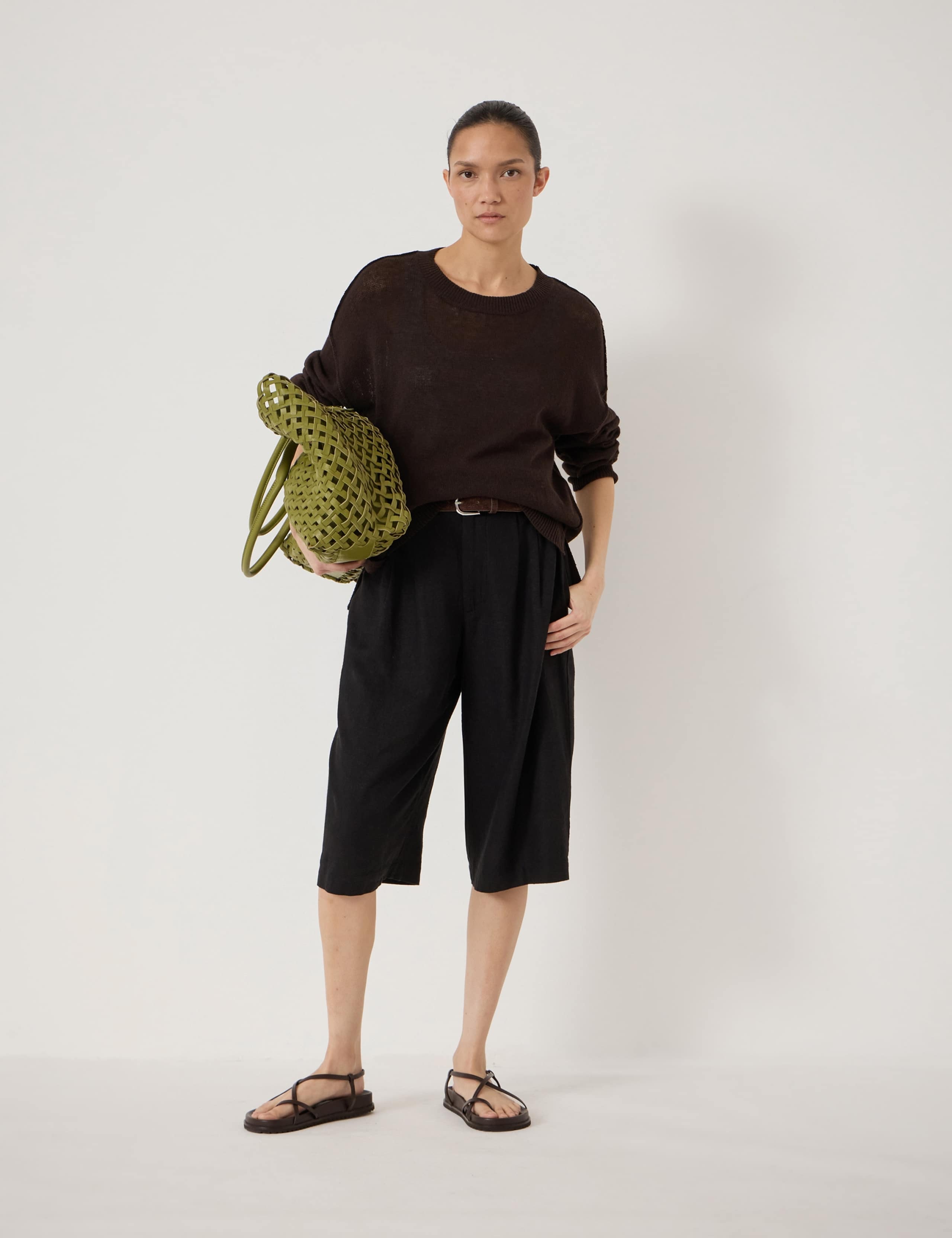 Linen Blend Crew Neck Jumper 3 of 5