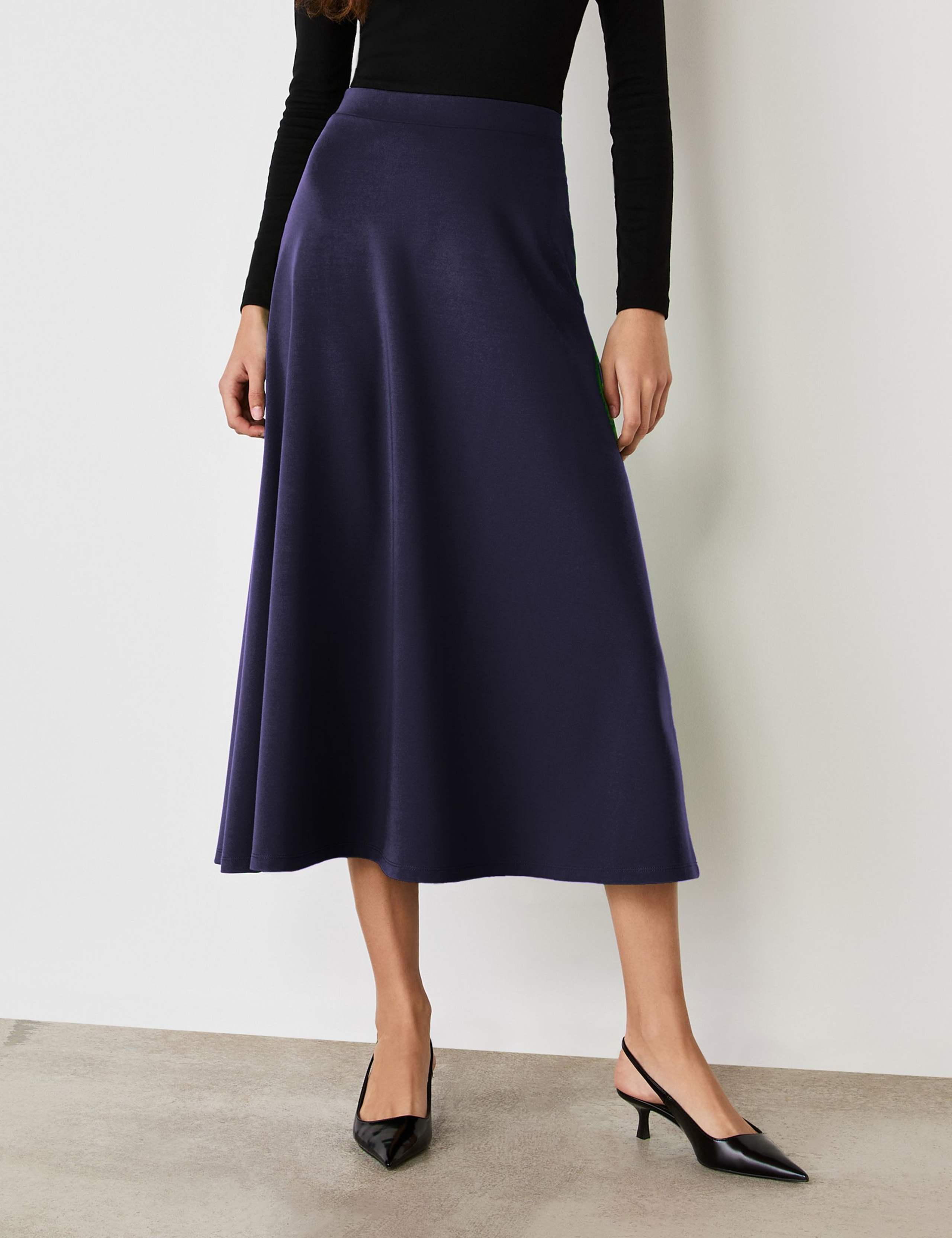 Jersey Midi A-Line Skirt 2 of 4