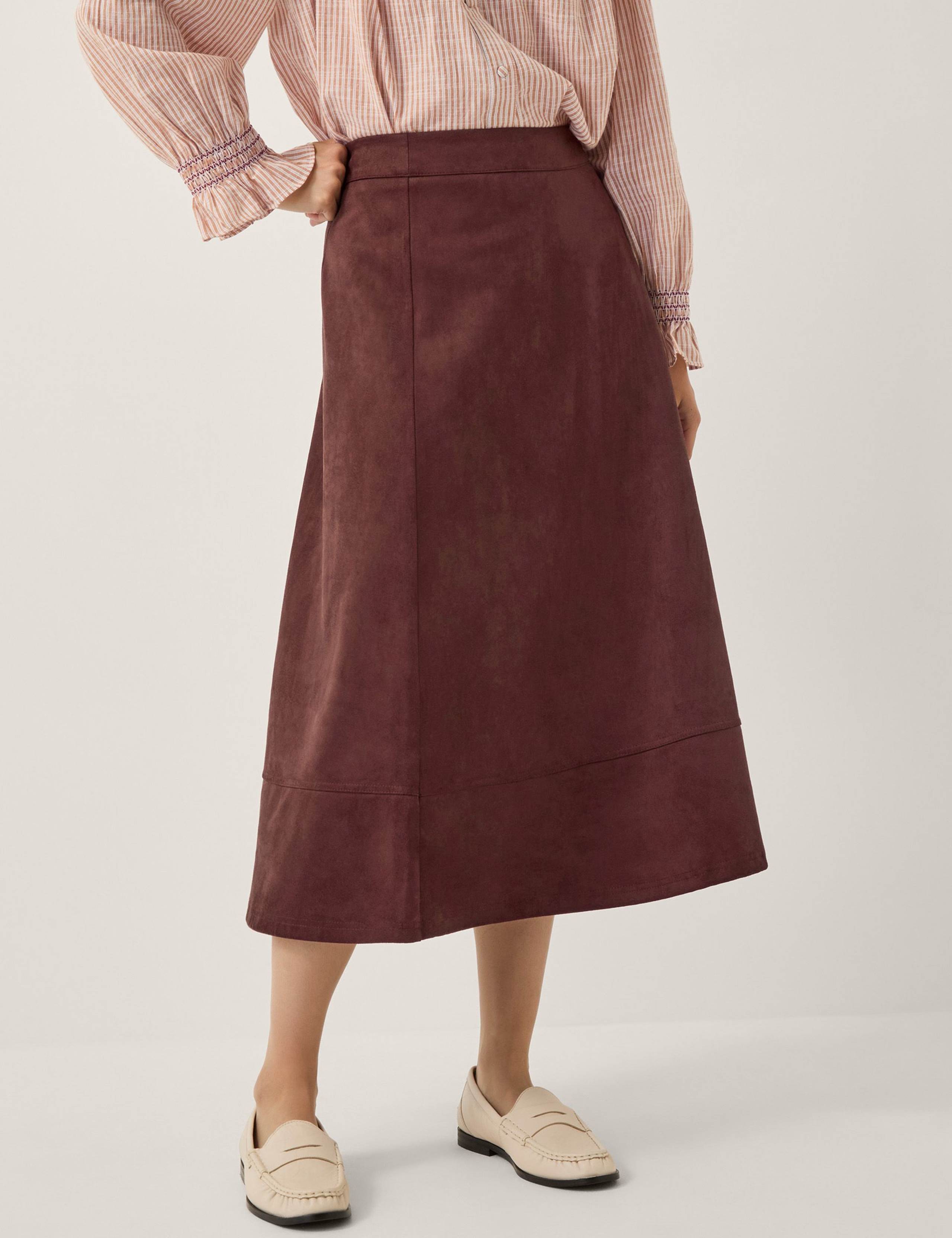 Suedette Midi A-Line Skirt 3 of 6