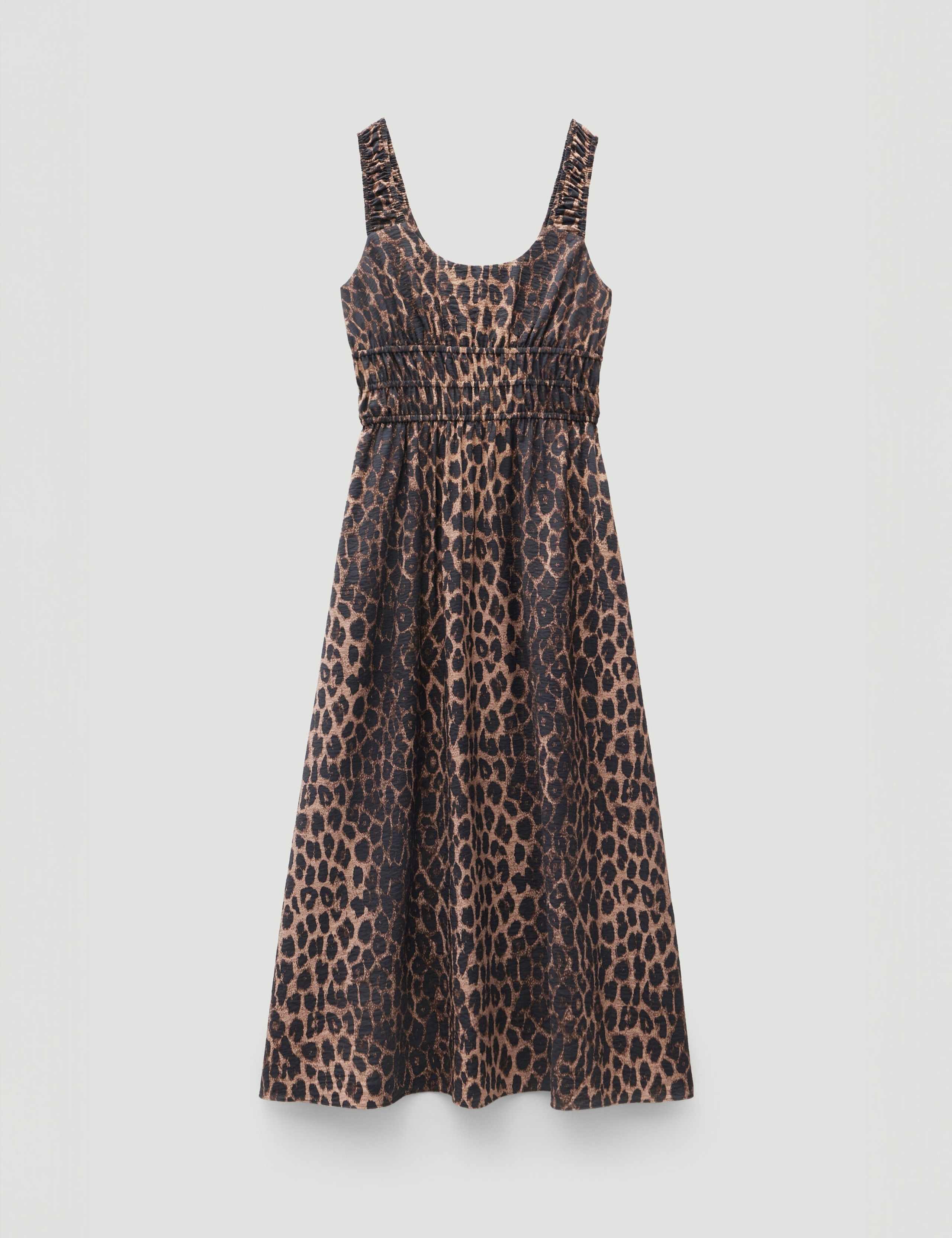 Leopard Print Scoop Neck Midi Waisted Dress 2 of 4