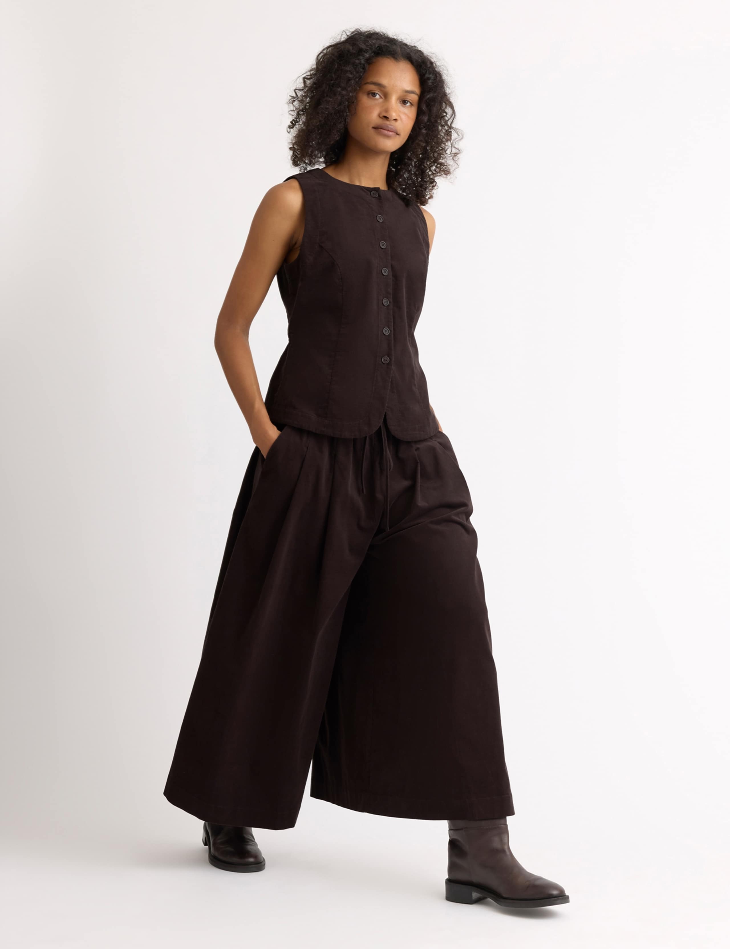 Cord Drawstring Elasticated Waist Culottes 3 of 5