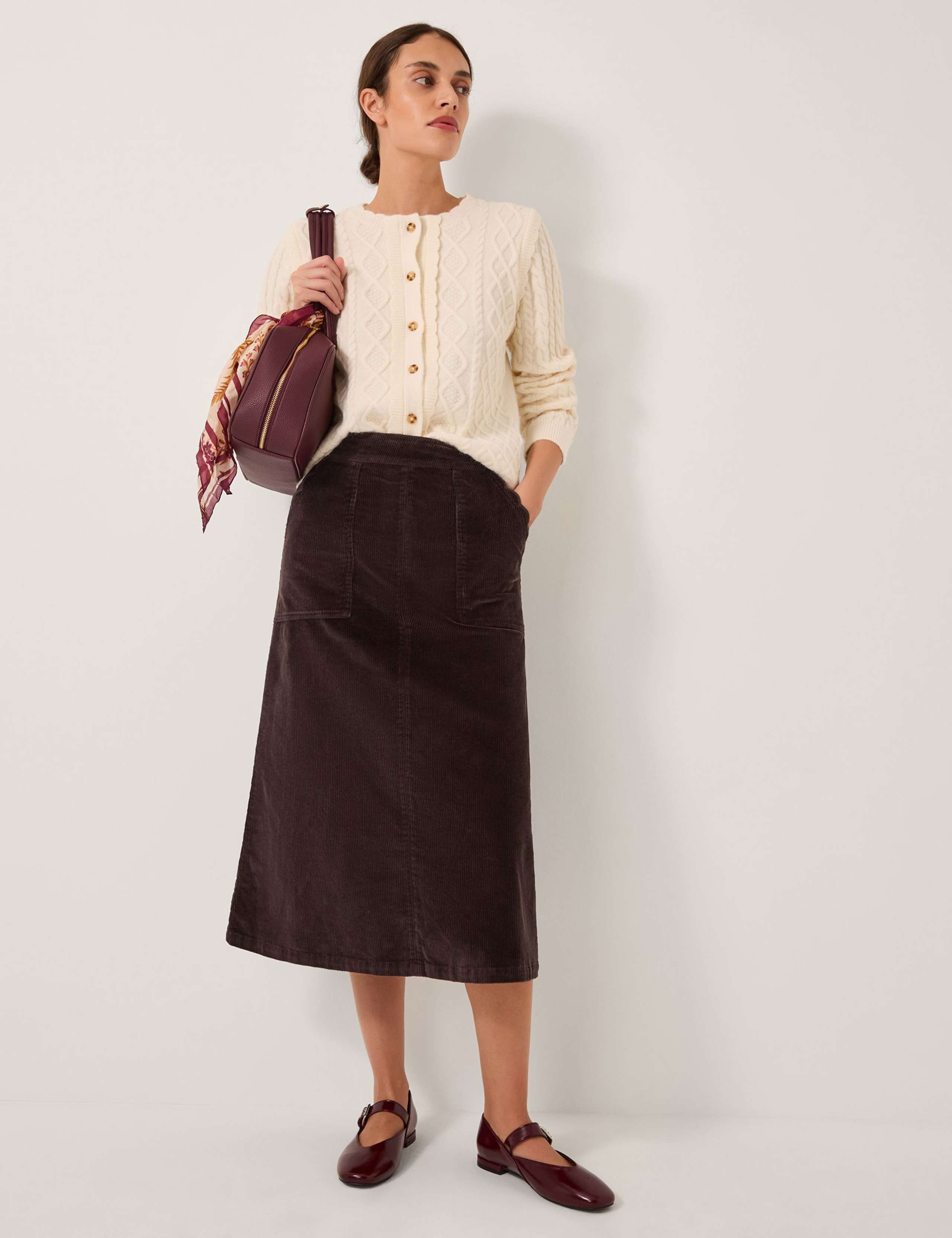 Cord Midi A-Line Skirt 3 of 4