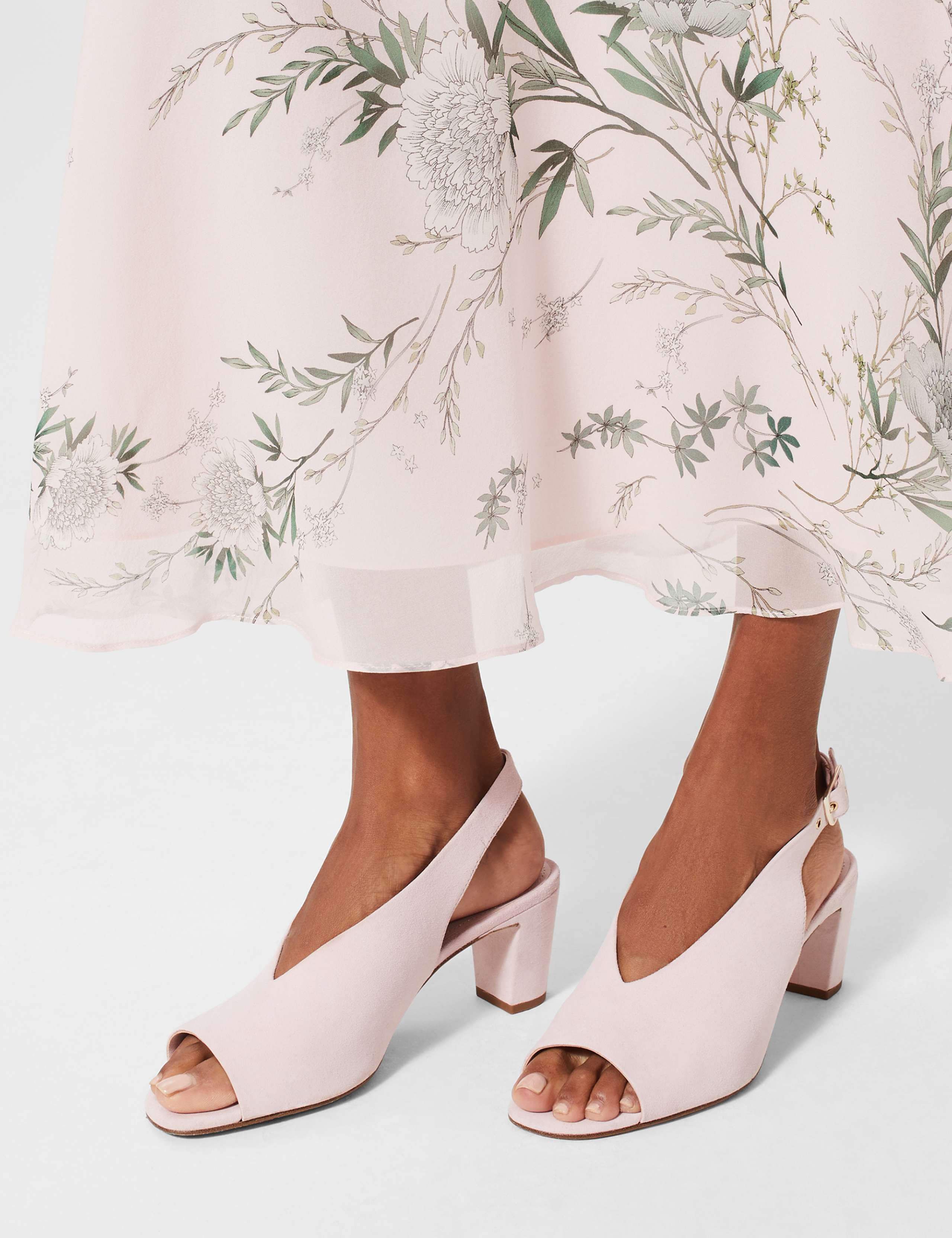 Suede Buckle Block Heel Slingback Sandals 5 of 6