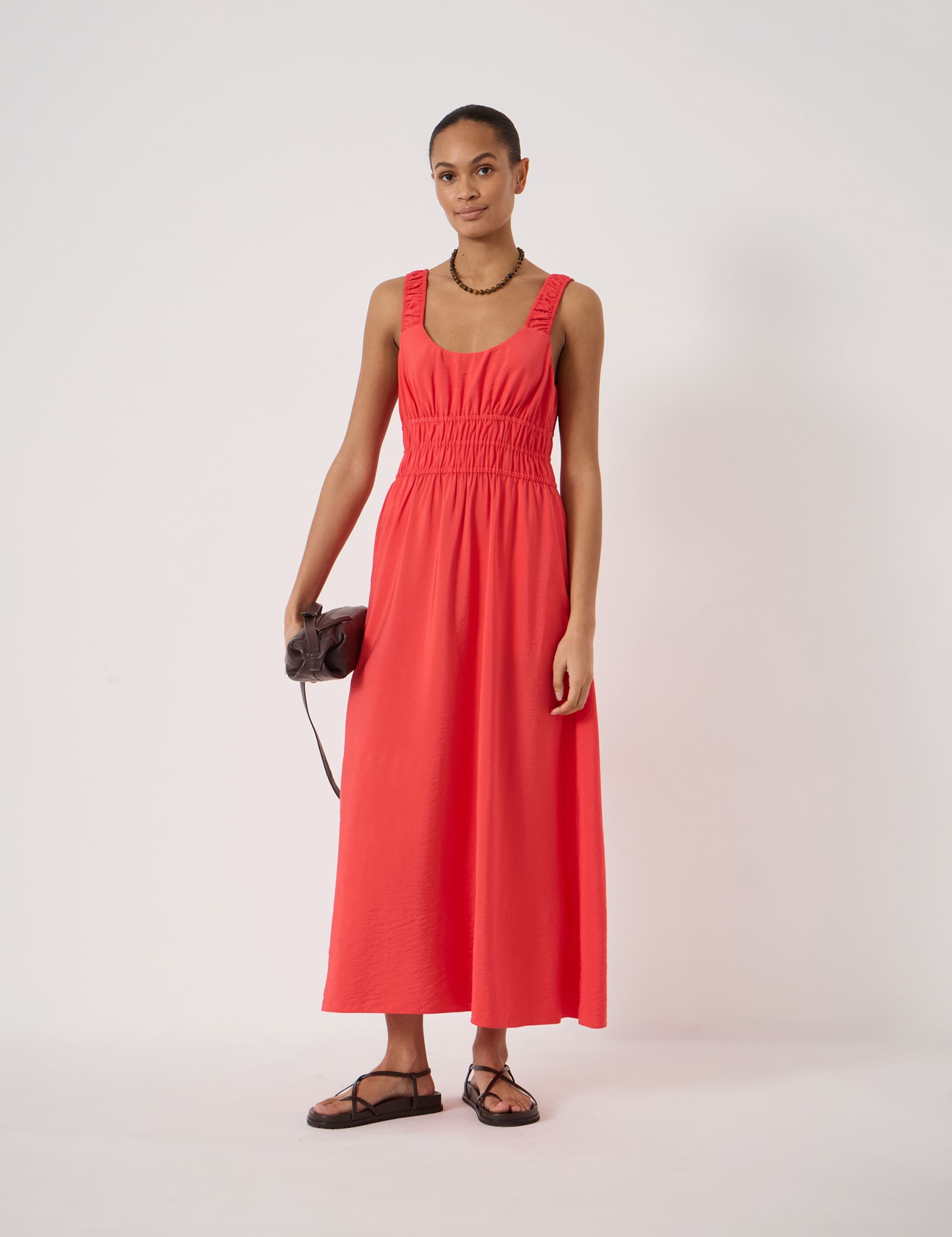 Scoop Neck Midi Waisted Dress 1 of 6