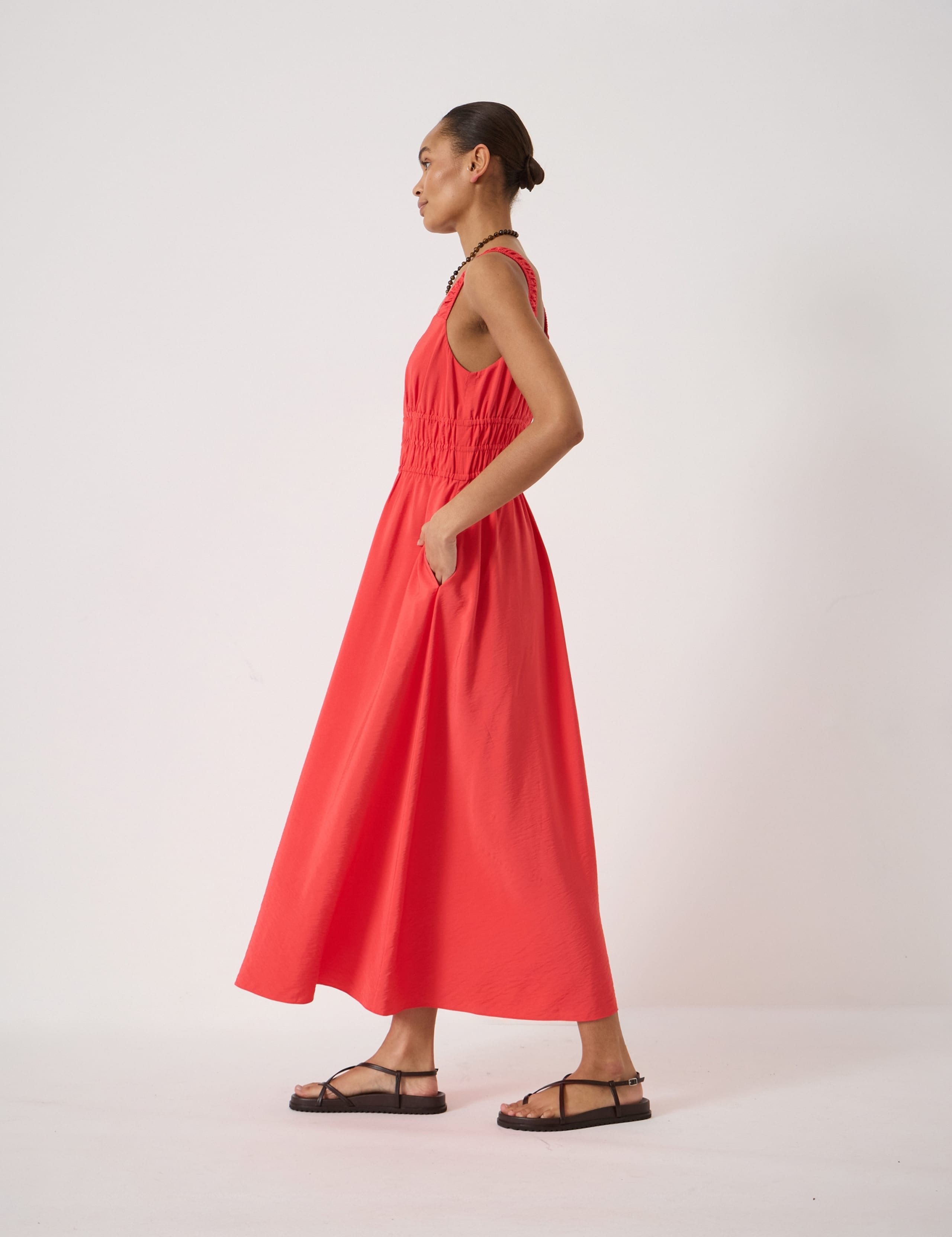 Scoop Neck Midi Waisted Dress 3 of 6