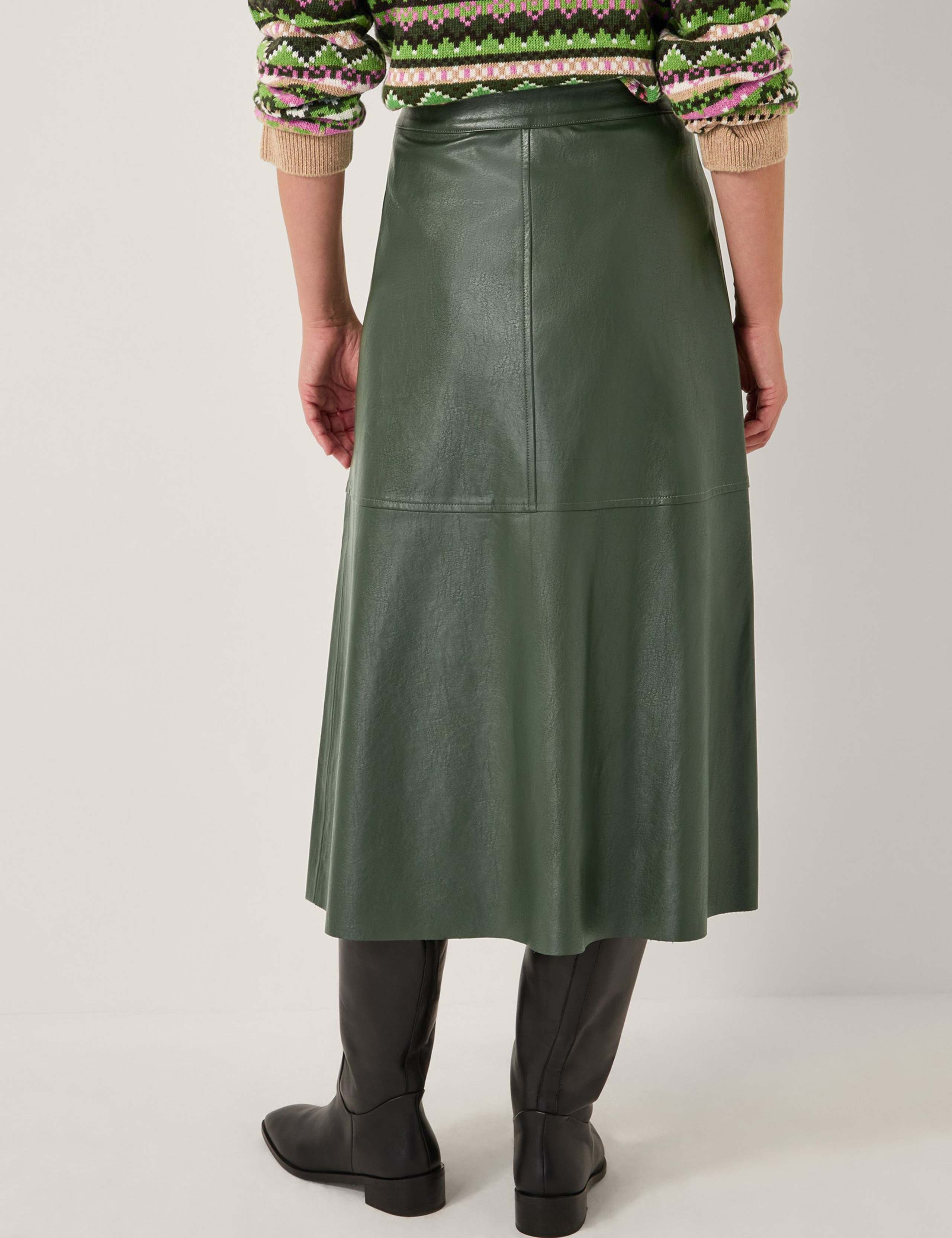 Leather Look Midi A-Line Skirt 4 of 5