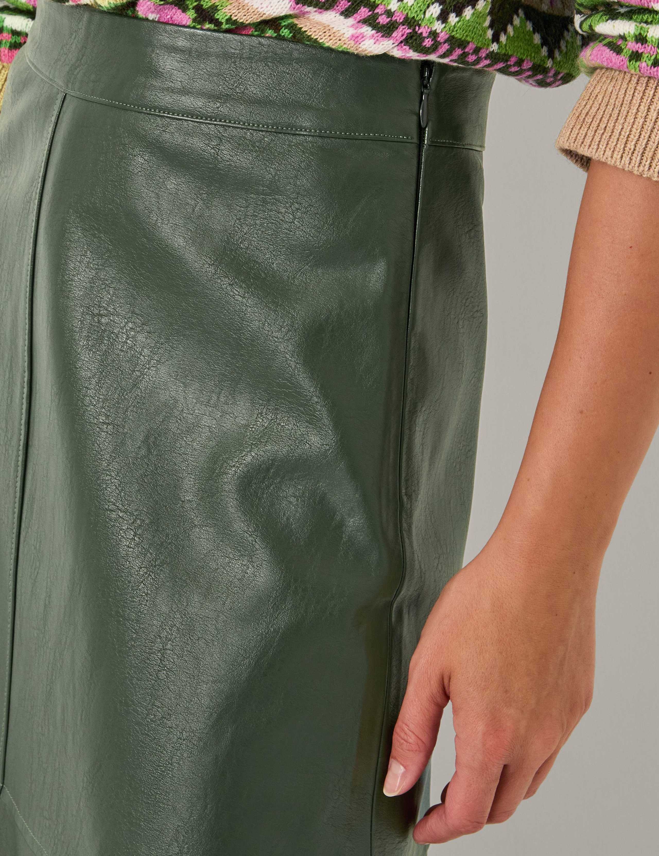 Leather Look Midi A-Line Skirt 5 of 5