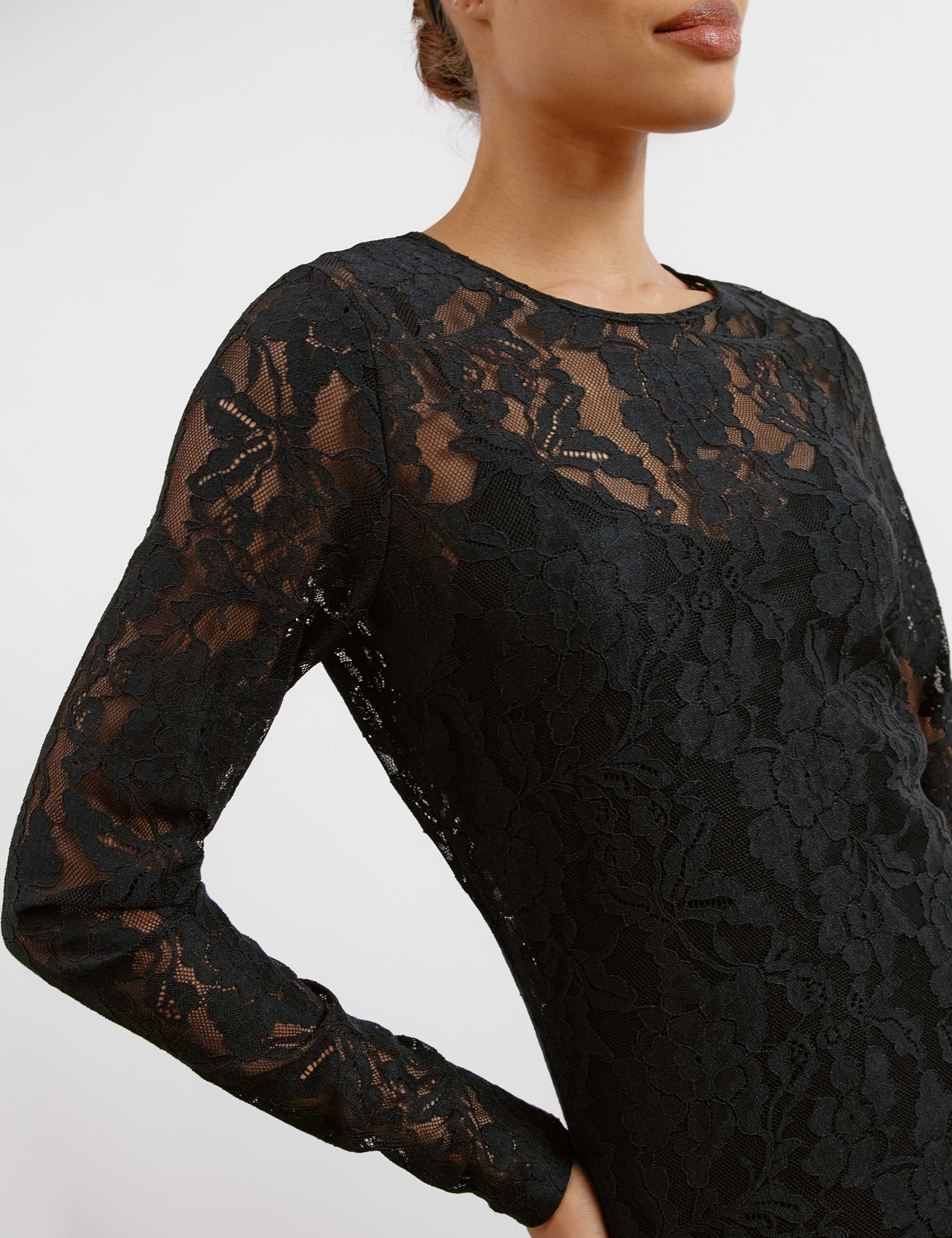 Lace Round Neck Midaxi Bodycon Dress 4 of 4