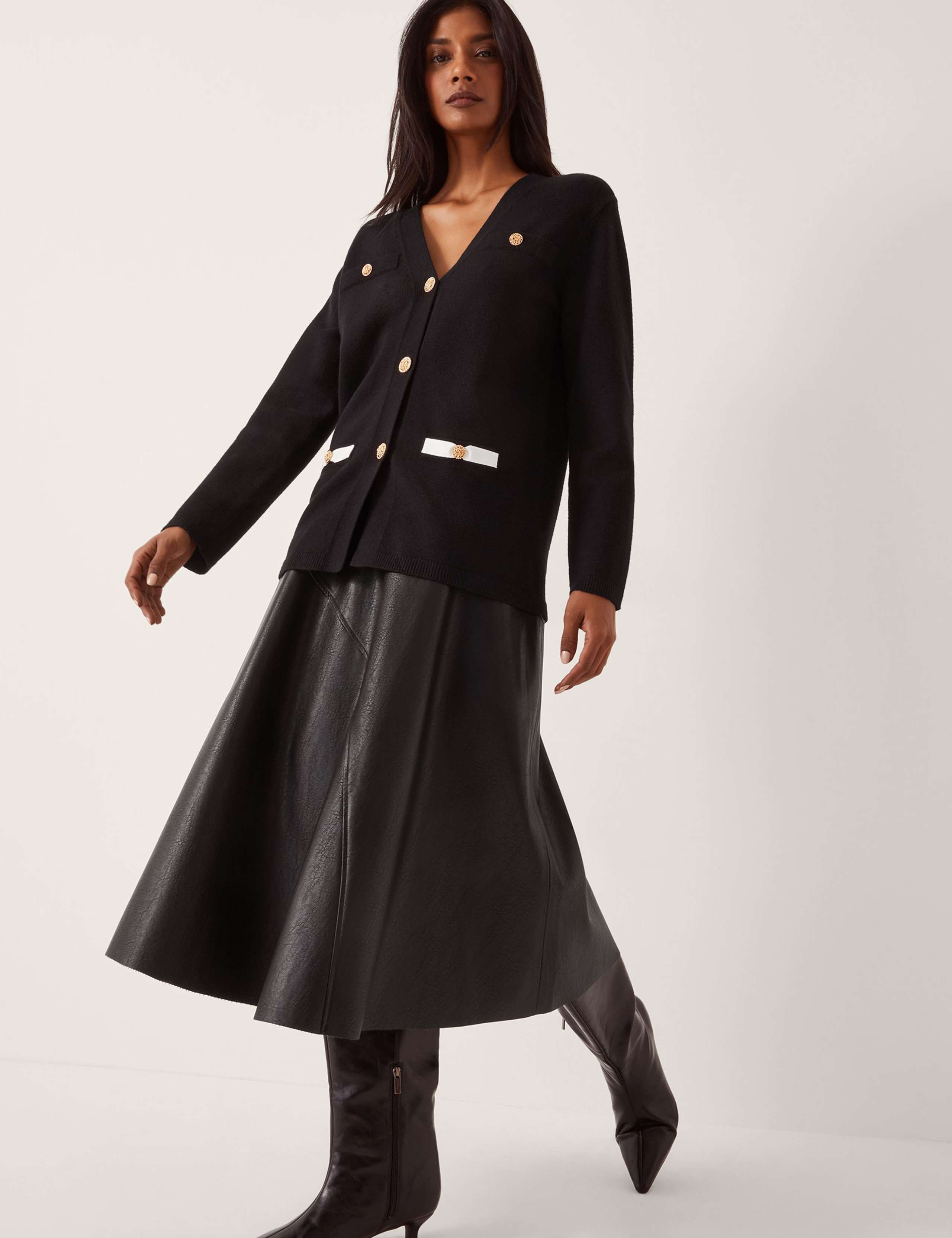 V-Neck Button Front Longline Cardigan 4 of 5