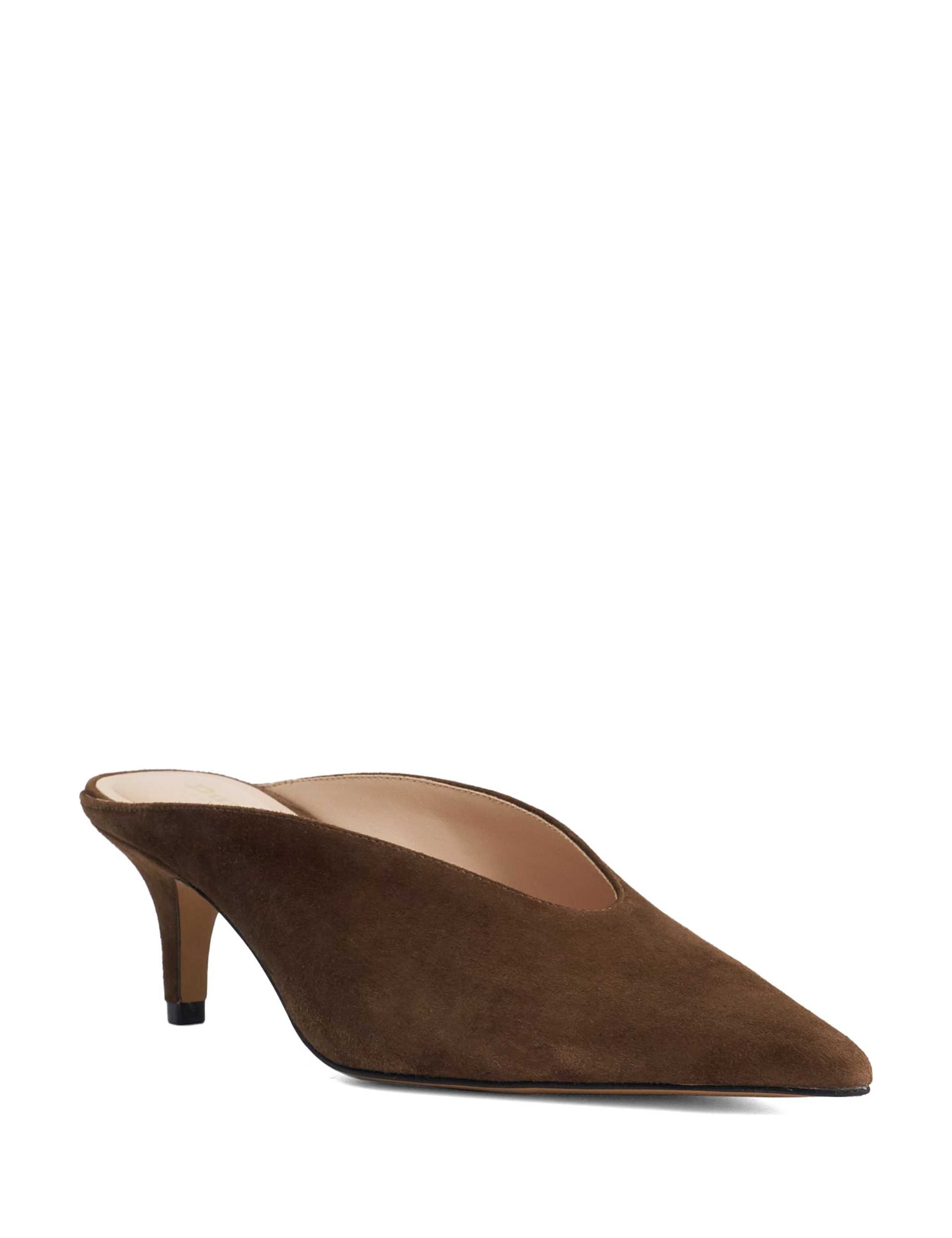 Leather Slip On Kitten Heel Pointed Mules 2 of 6