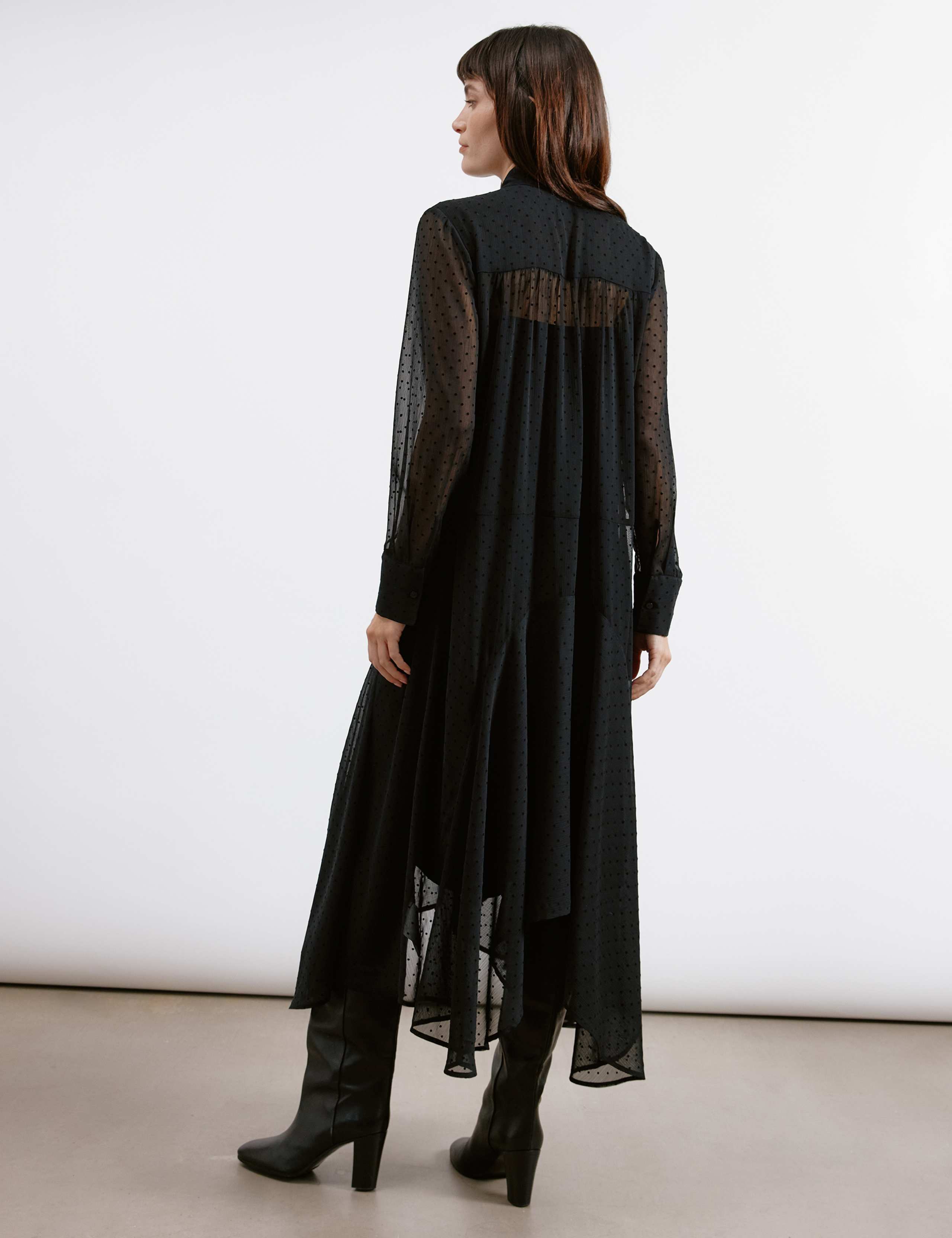 Jacquard Tie Neck Midi Swing Dress 5 of 6