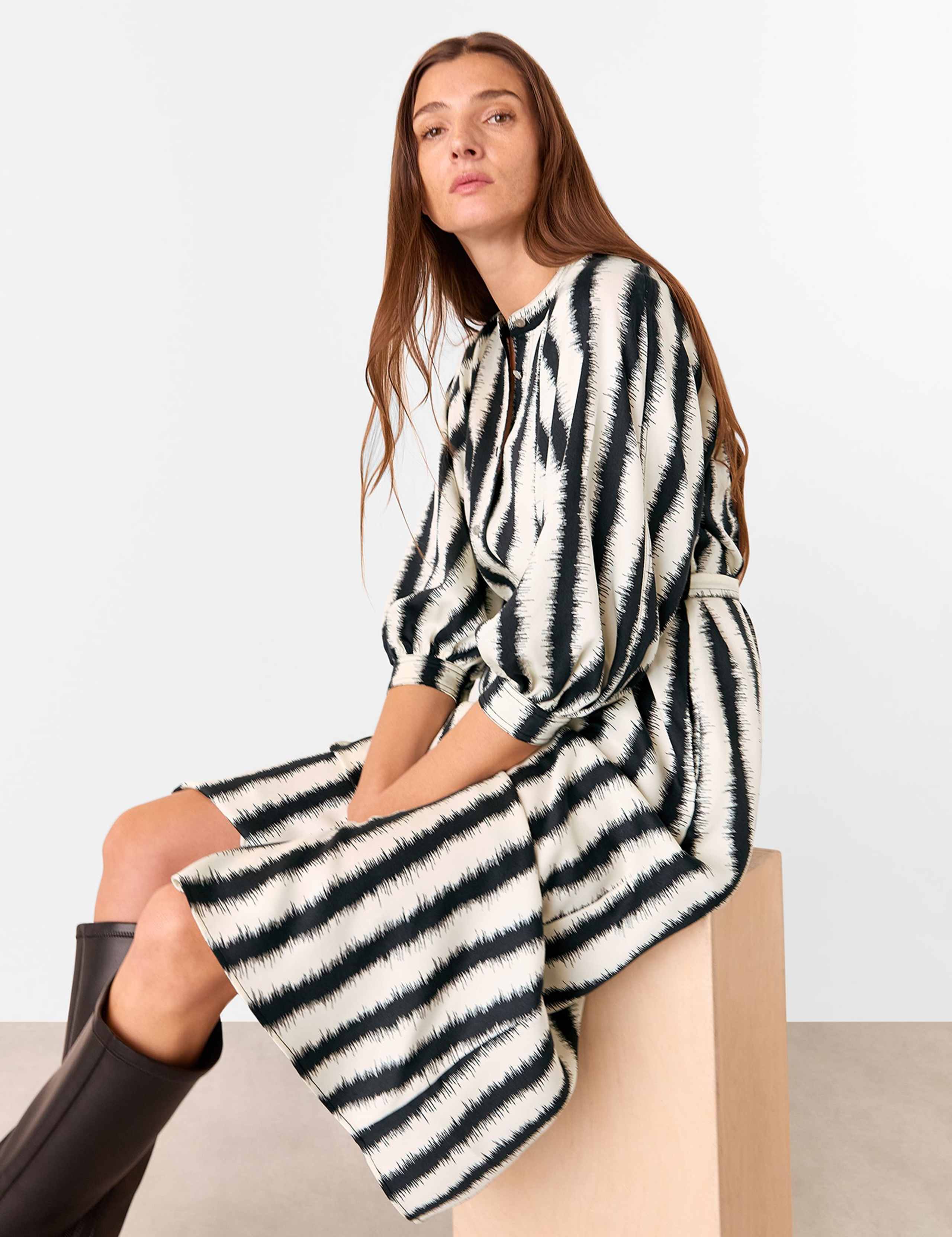 Pure Lyocell Striped Midi Shirt Dress 3 of 4