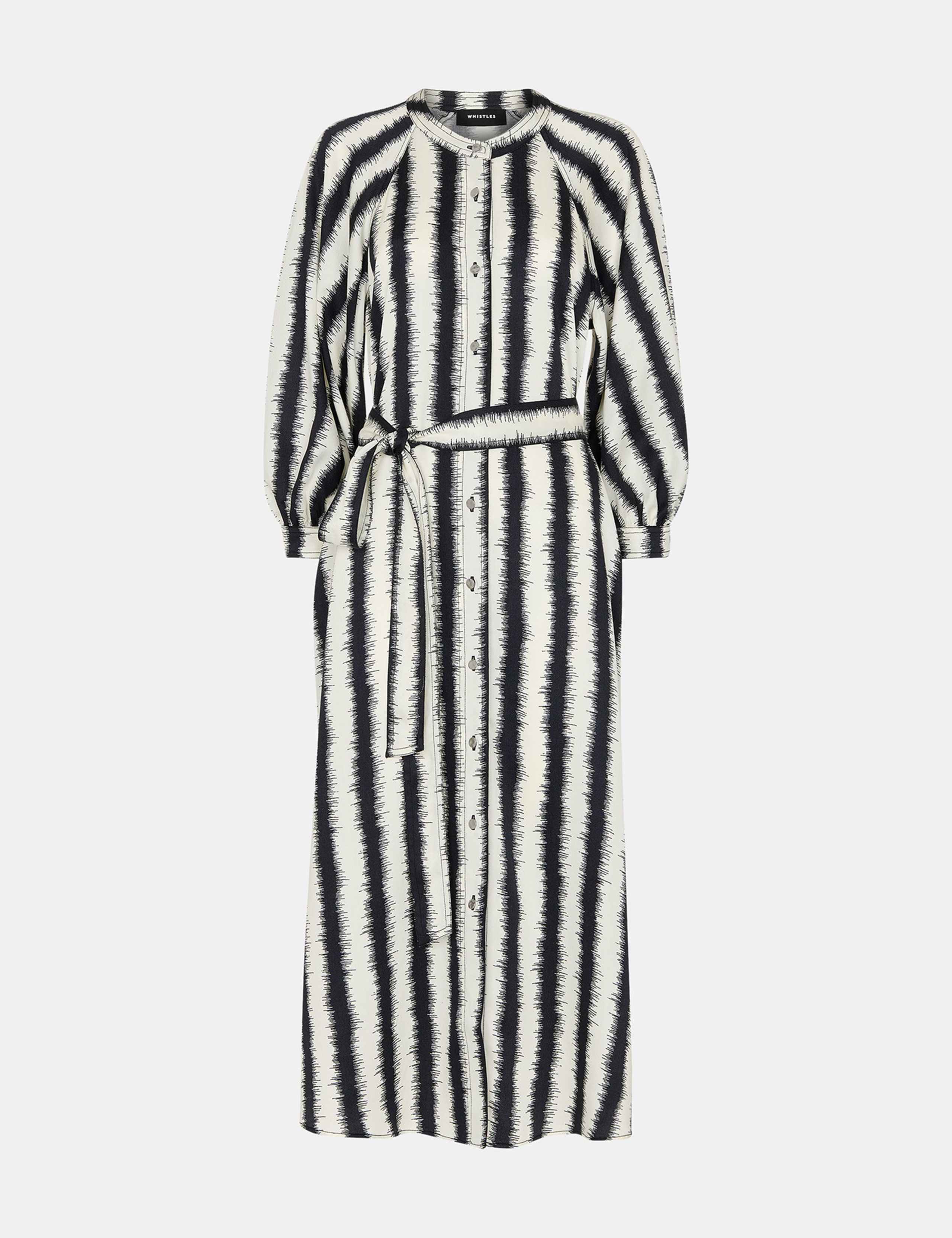 Pure Lyocell Striped Midi Shirt Dress 2 of 4