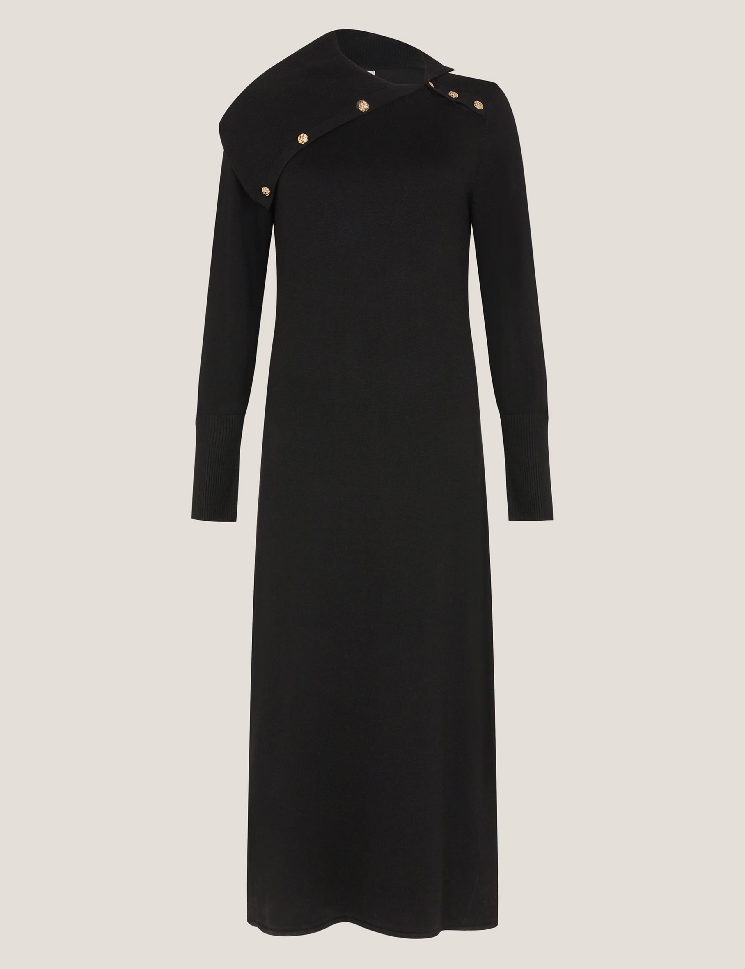 Asymmetric Button Collar Midi Jumper Dress 5 of 5