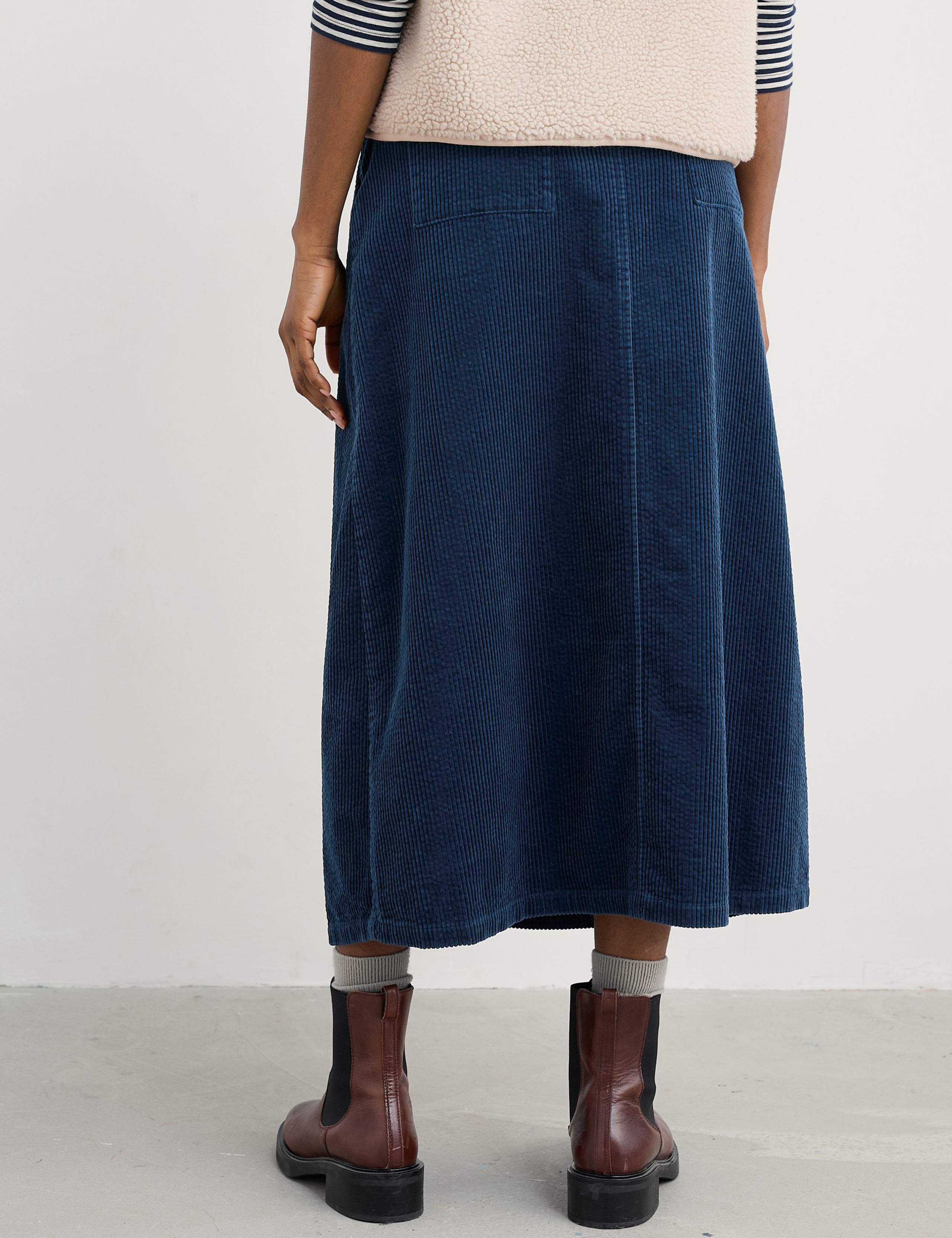 Pure Cotton Textured Midi A-Line Skirt 3 of 5
