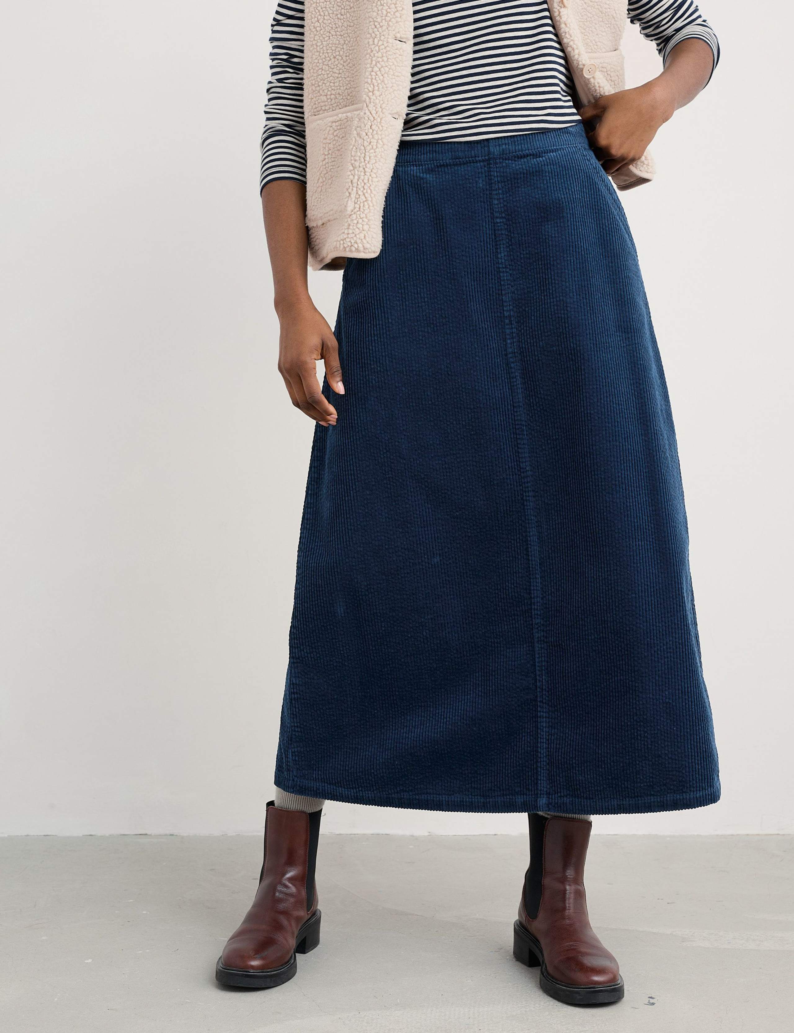 Pure Cotton Textured Midi A-Line Skirt 4 of 5