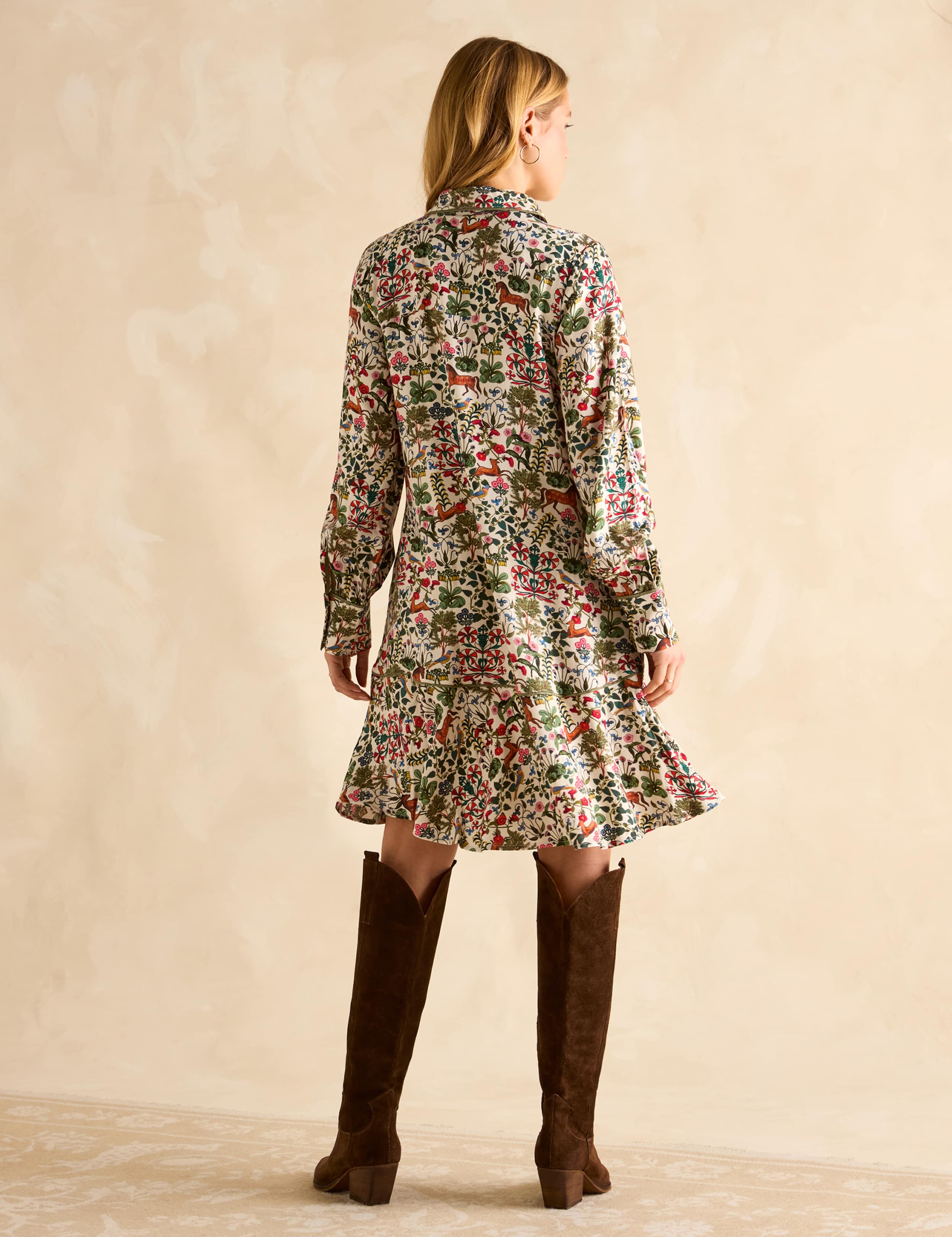 Printed Knee Length Shirt Dress 3 of 5