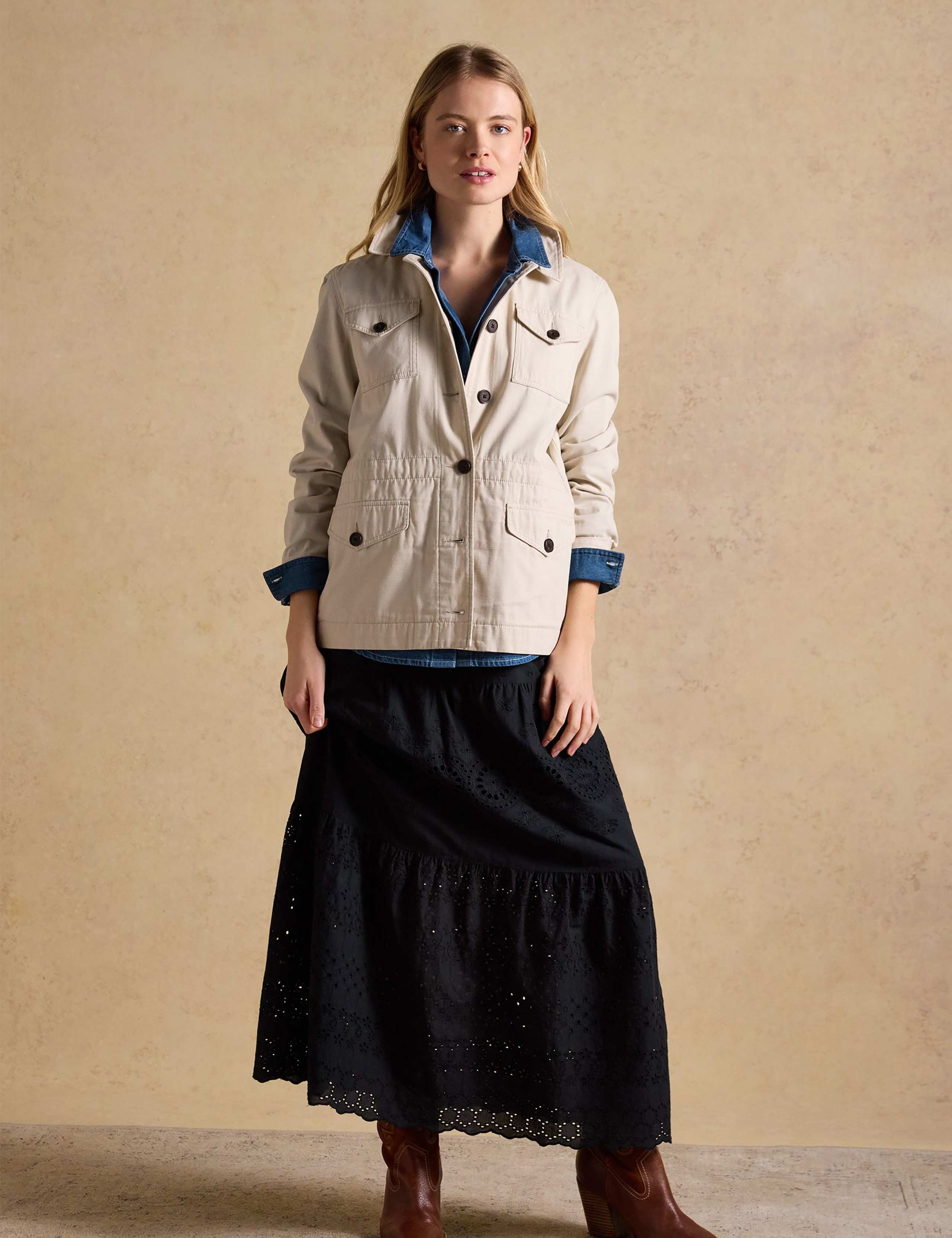 Pure Cotton Broderie Maxi Tiered Skirt 1 of 6