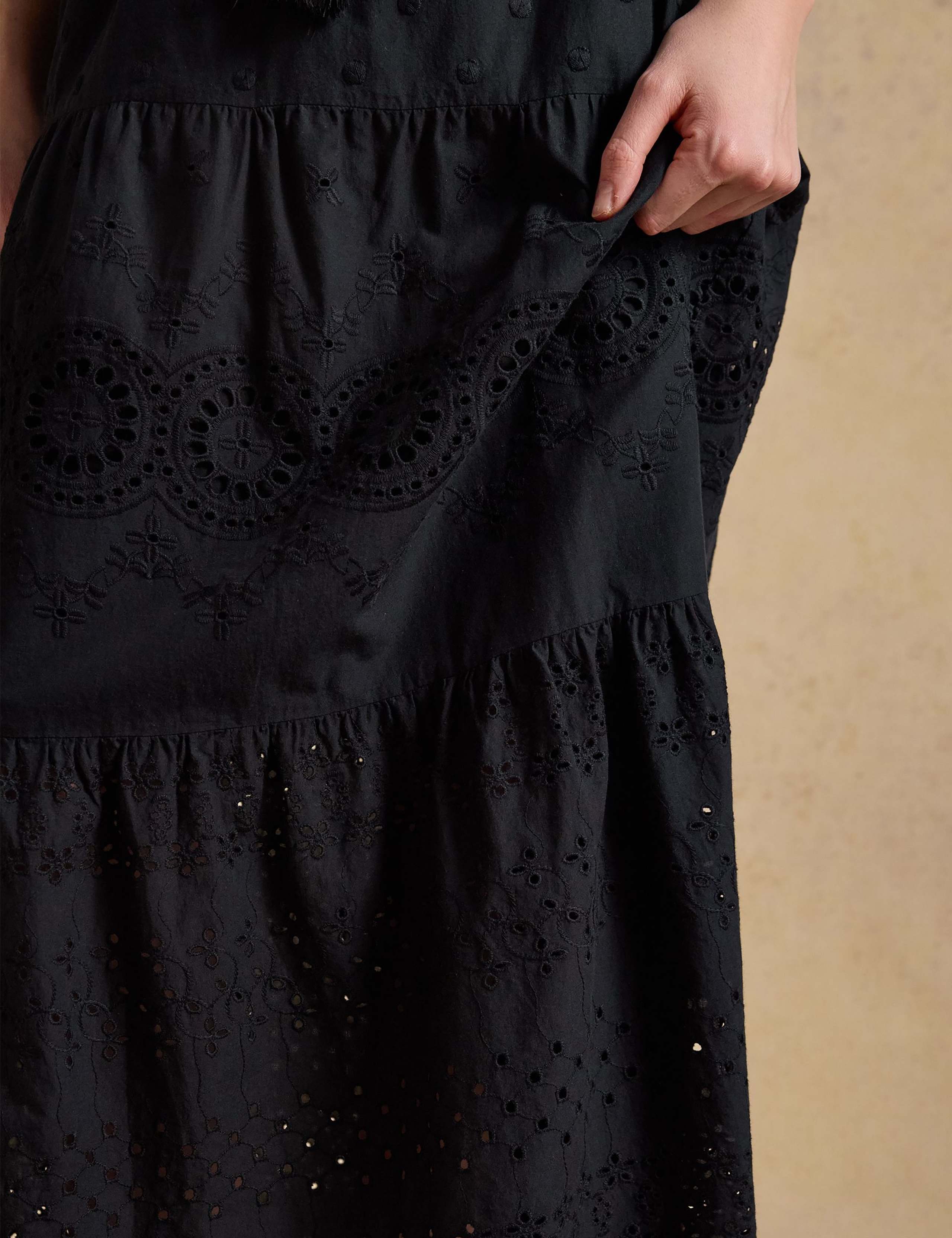 Pure Cotton Broderie Maxi Tiered Skirt 5 of 6