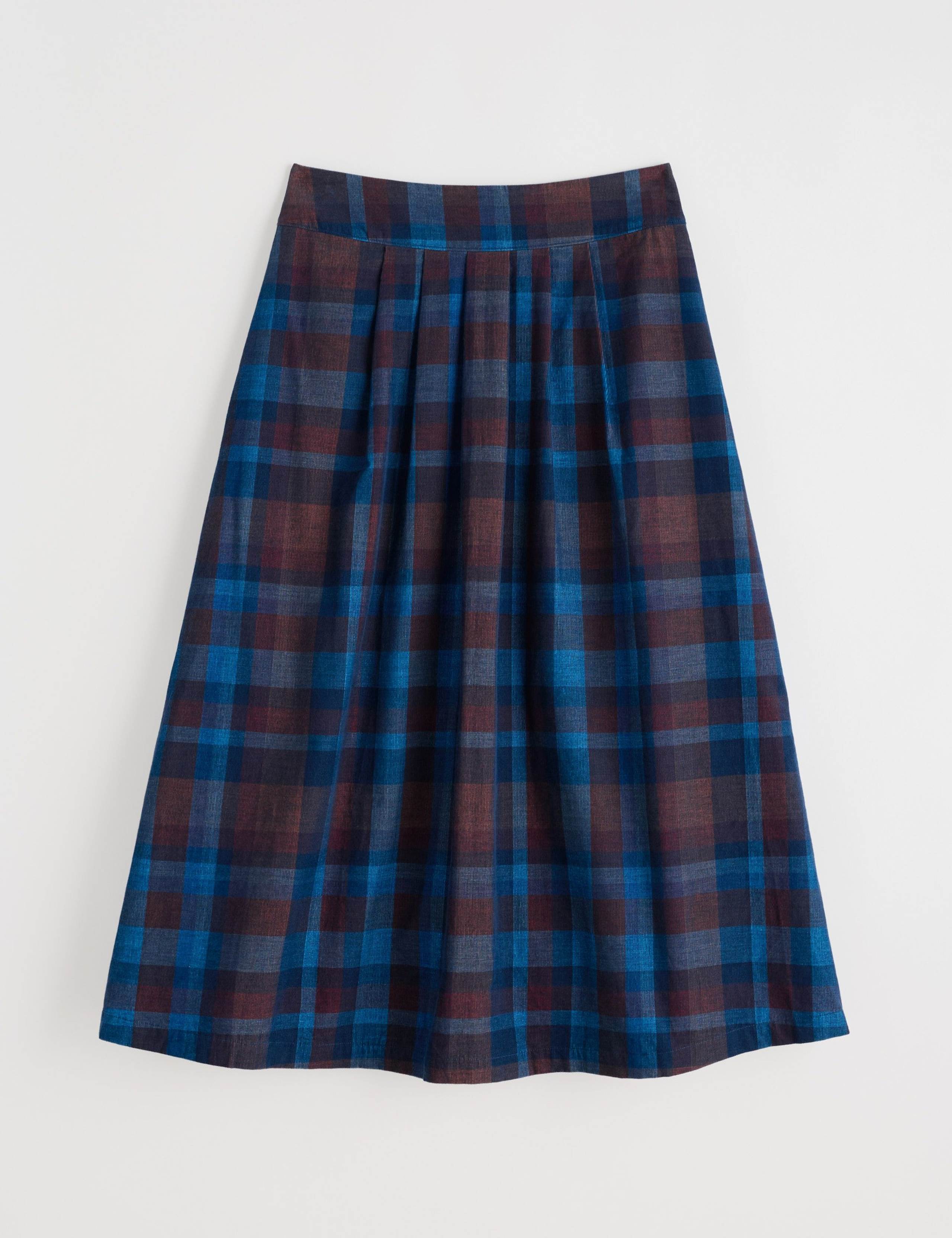 Pure Cotton Checked Midi A-Line Skirt 2 of 6