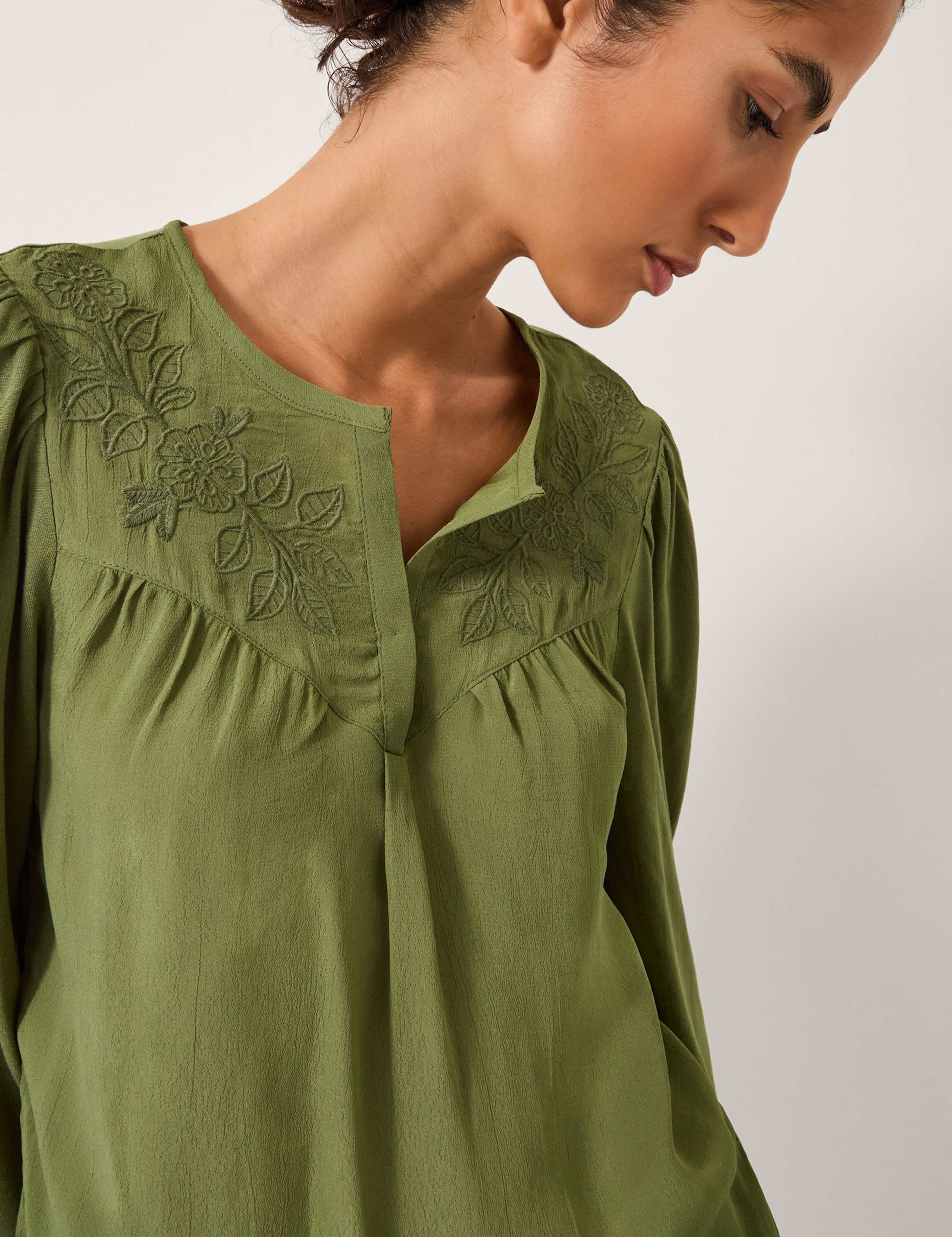 Floral Embroidered Yoke Top 4 of 4