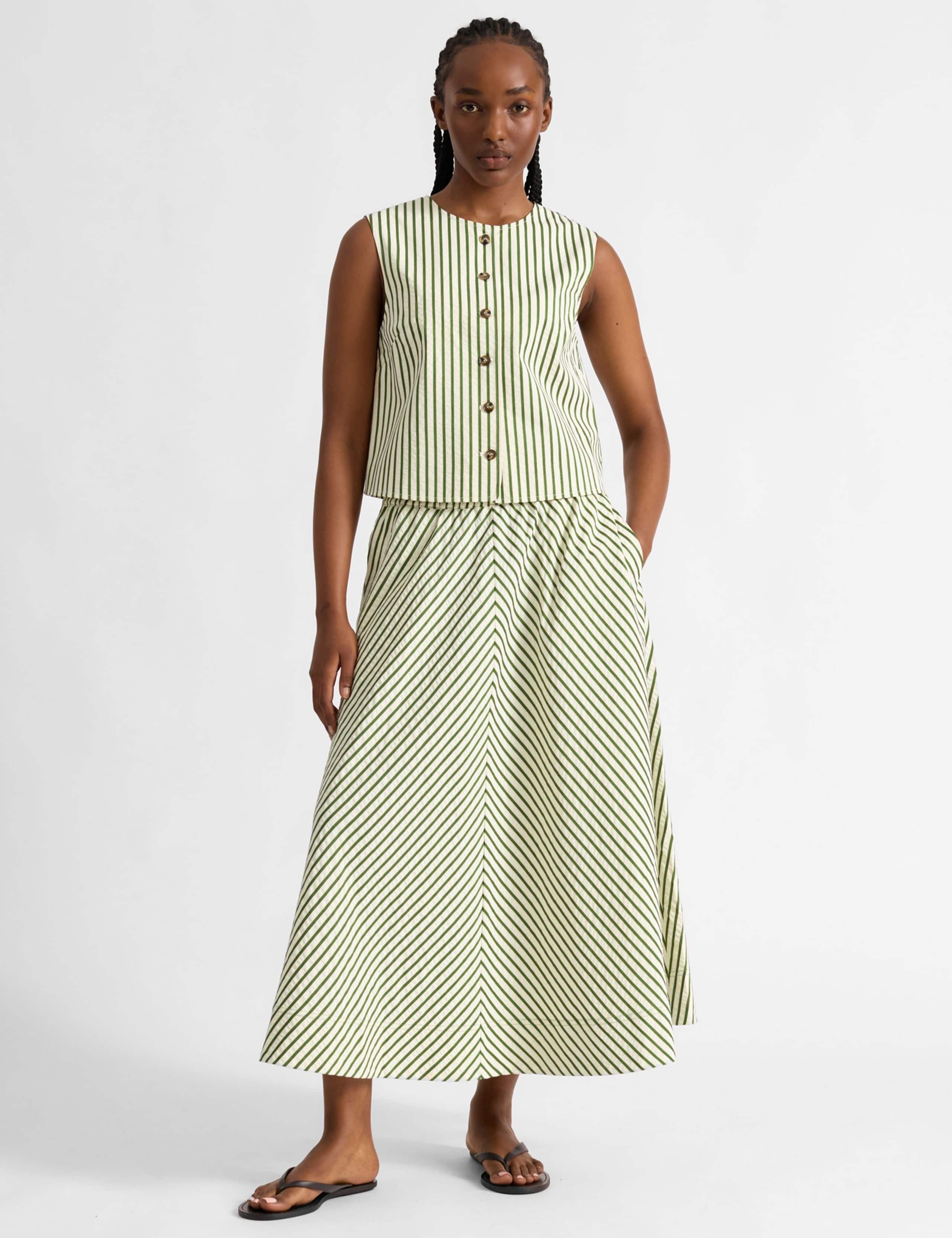 Cotton Blend Striped Fitted Vest Top 3 of 5