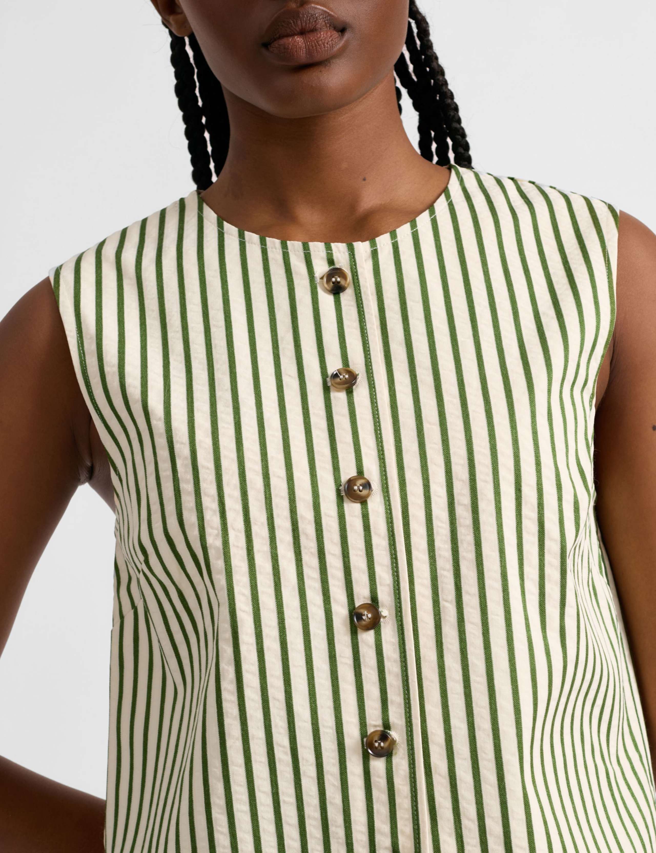 Cotton Blend Striped Fitted Vest Top 5 of 5