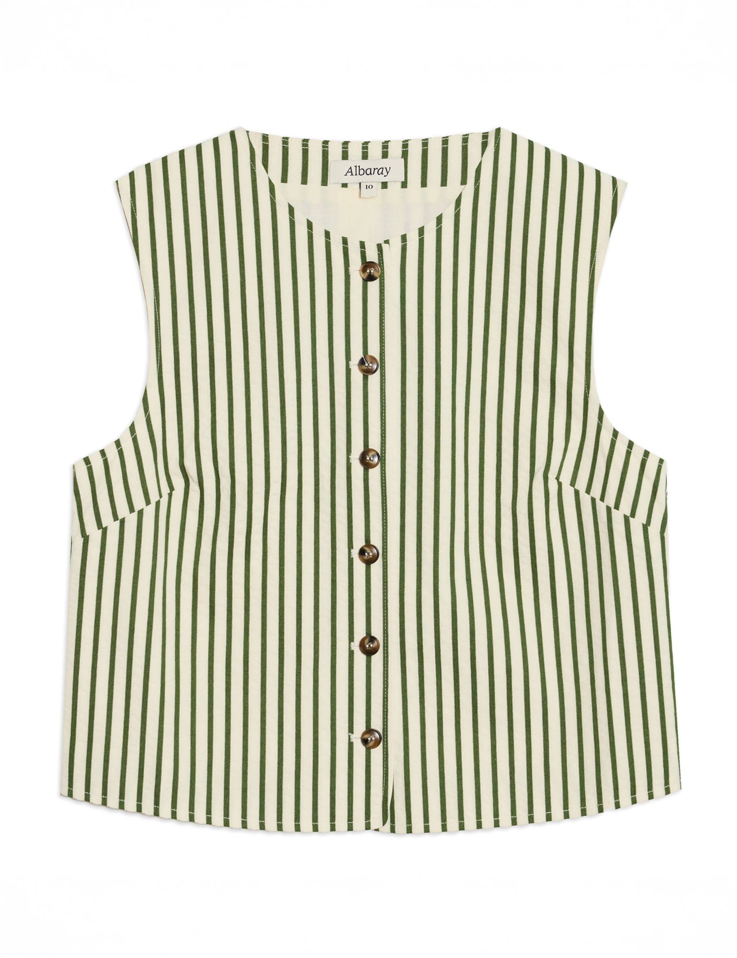 Cotton Blend Striped Fitted Vest Top 2 of 5