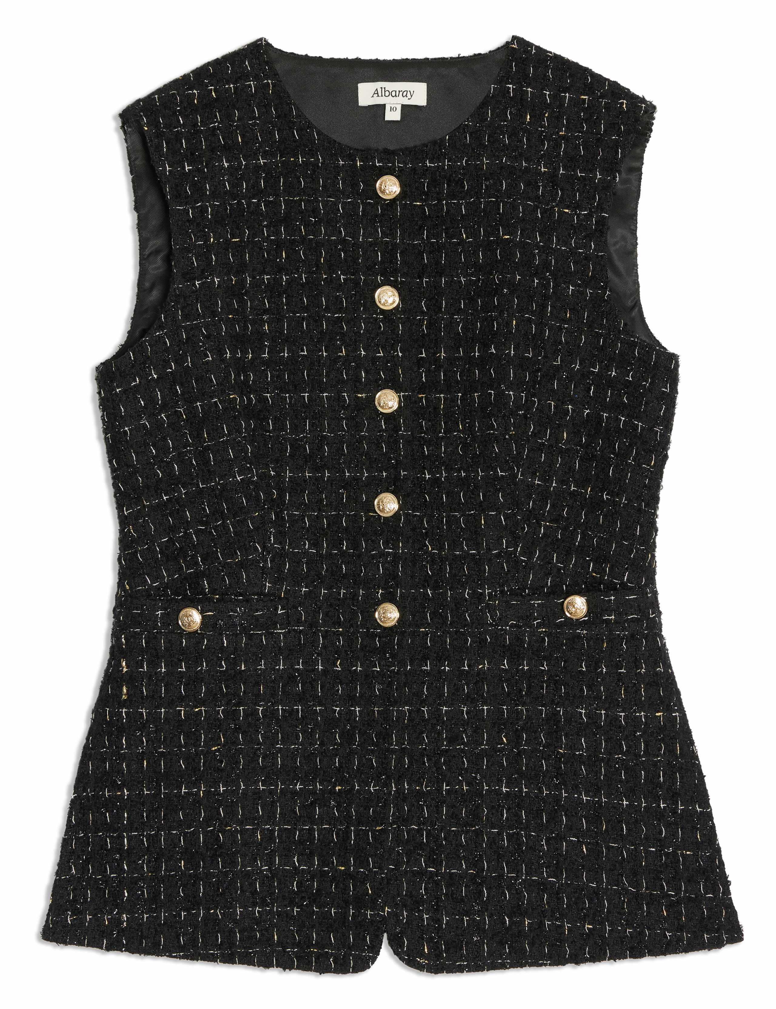 Wool Blend Tweed Sparkly Waistcoat 2 of 7