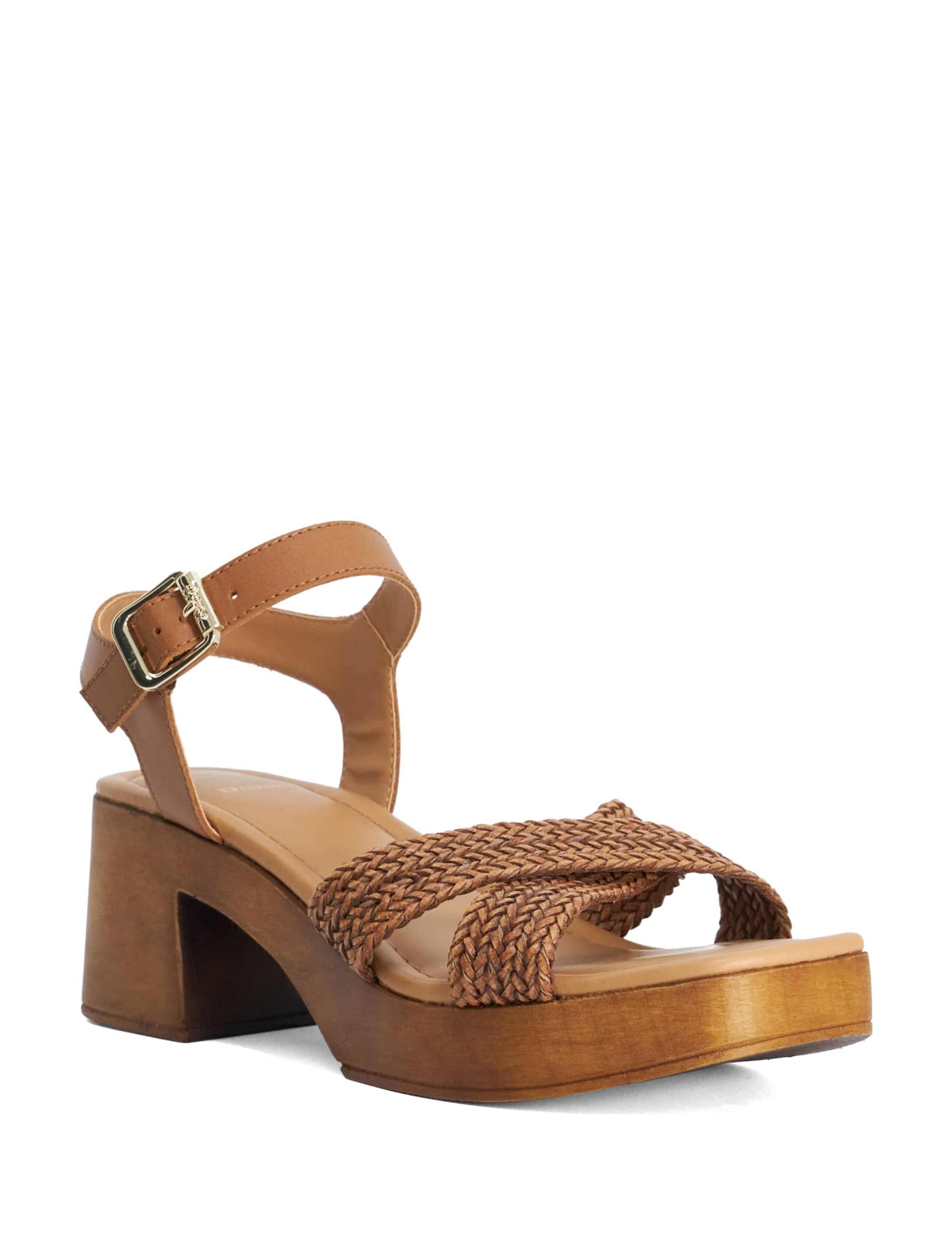 Leather Woven Strap Block Heel Sandals 2 of 6