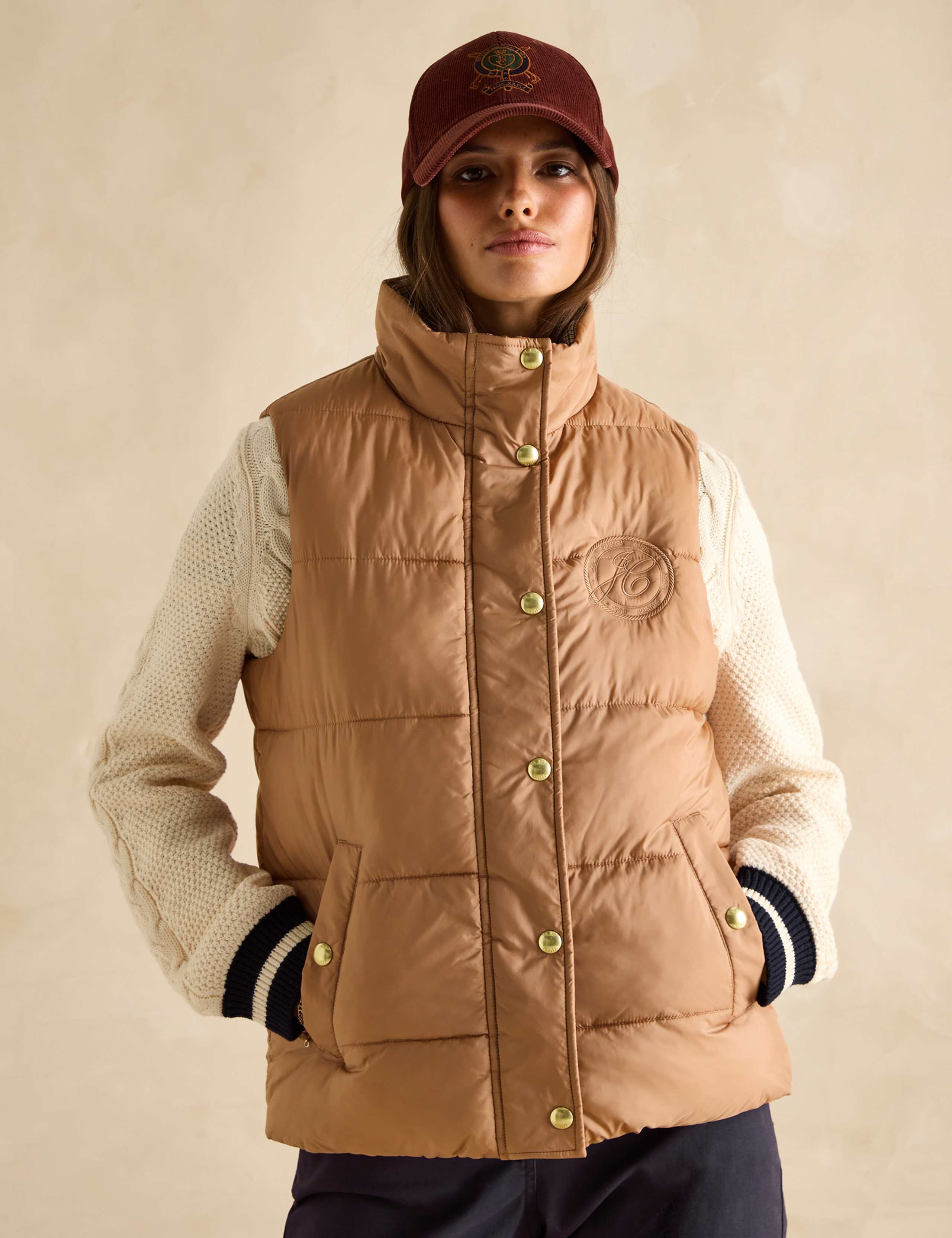 Checked Padded Funnel Neck Reversible Gilet 3 of 9