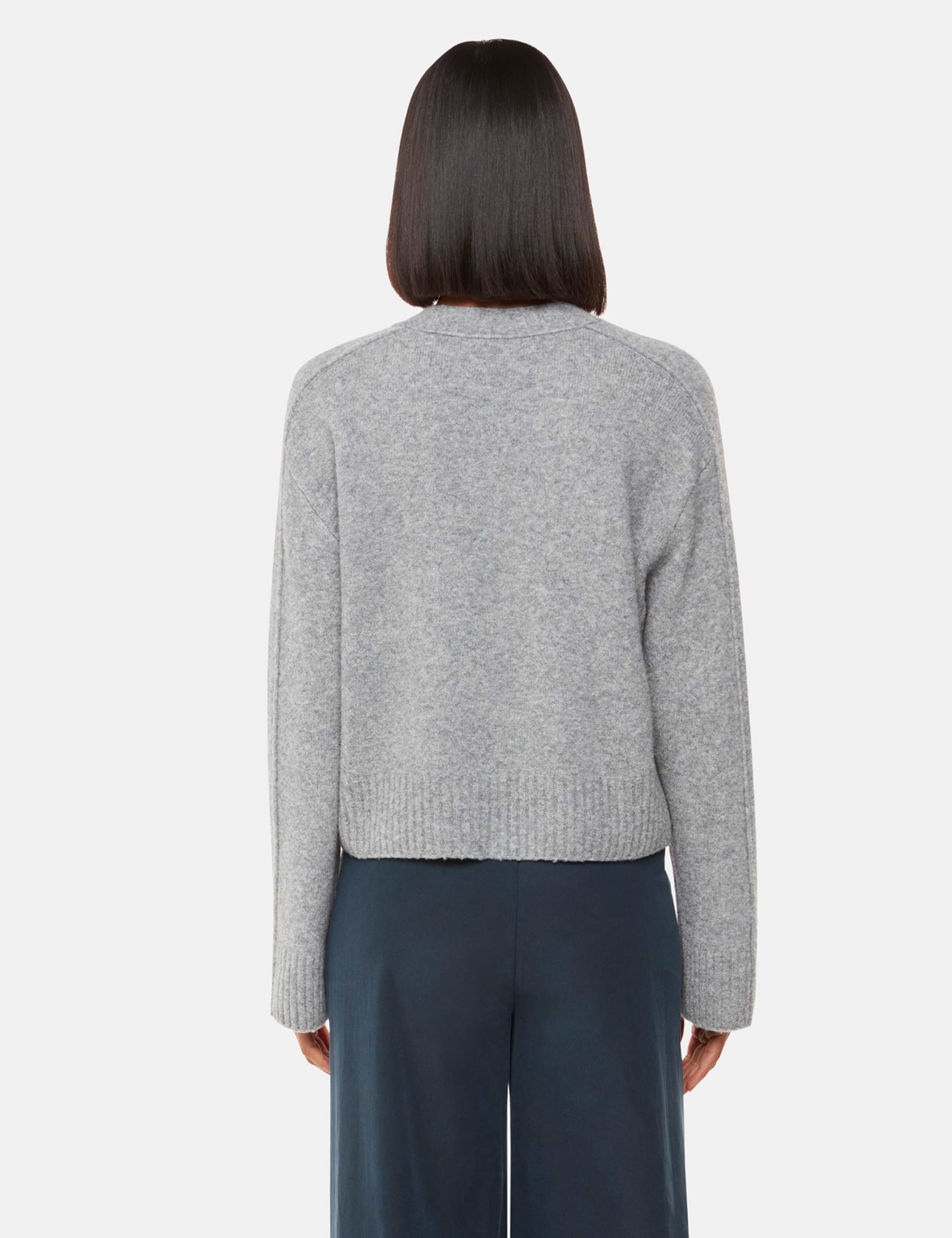 Wool Blend V-Neck Relaxed Cardigan 4 of 4