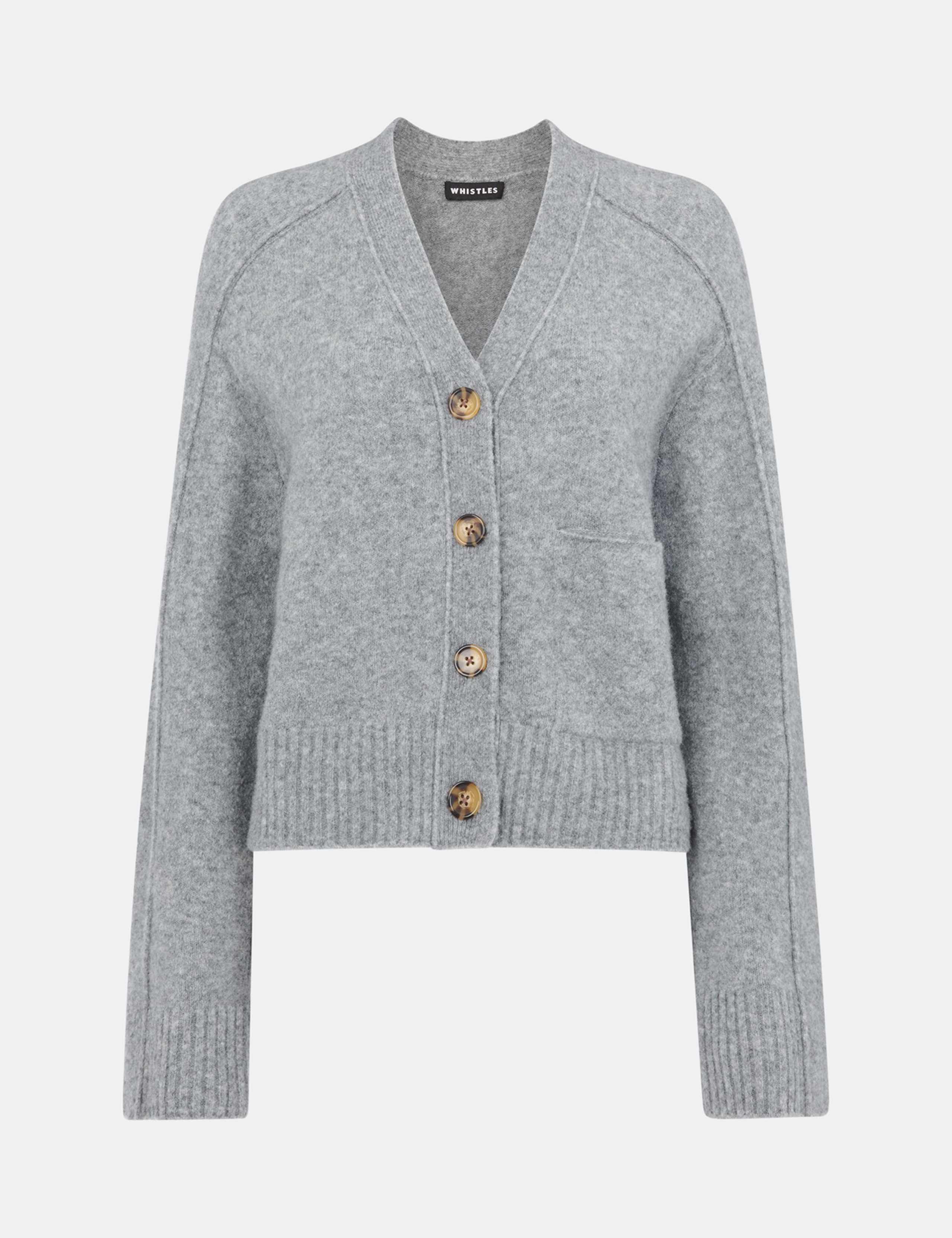 Wool Blend V-Neck Relaxed Cardigan 2 of 4