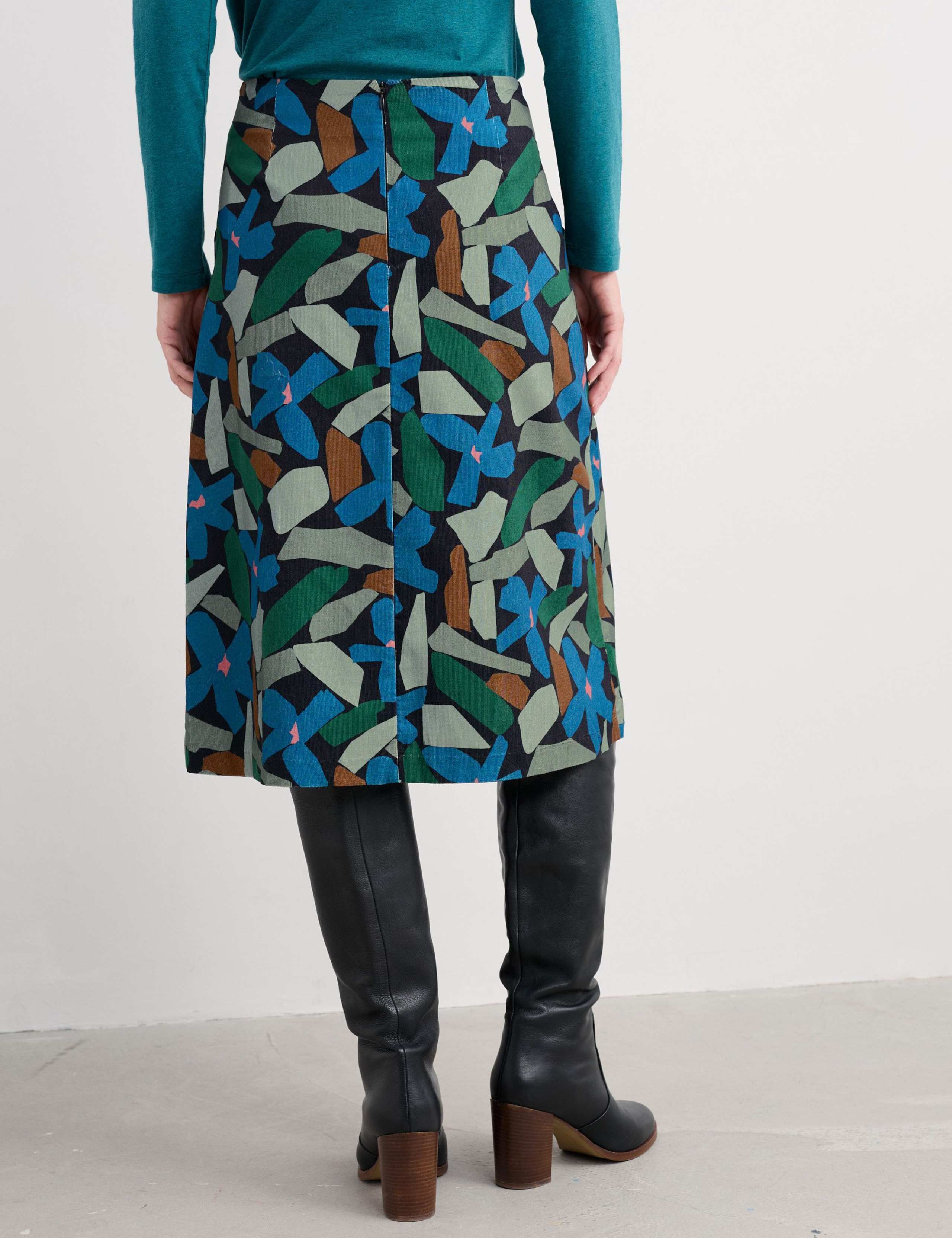 Pure Cotton Floral Midi A-Line Skirt 3 of 5
