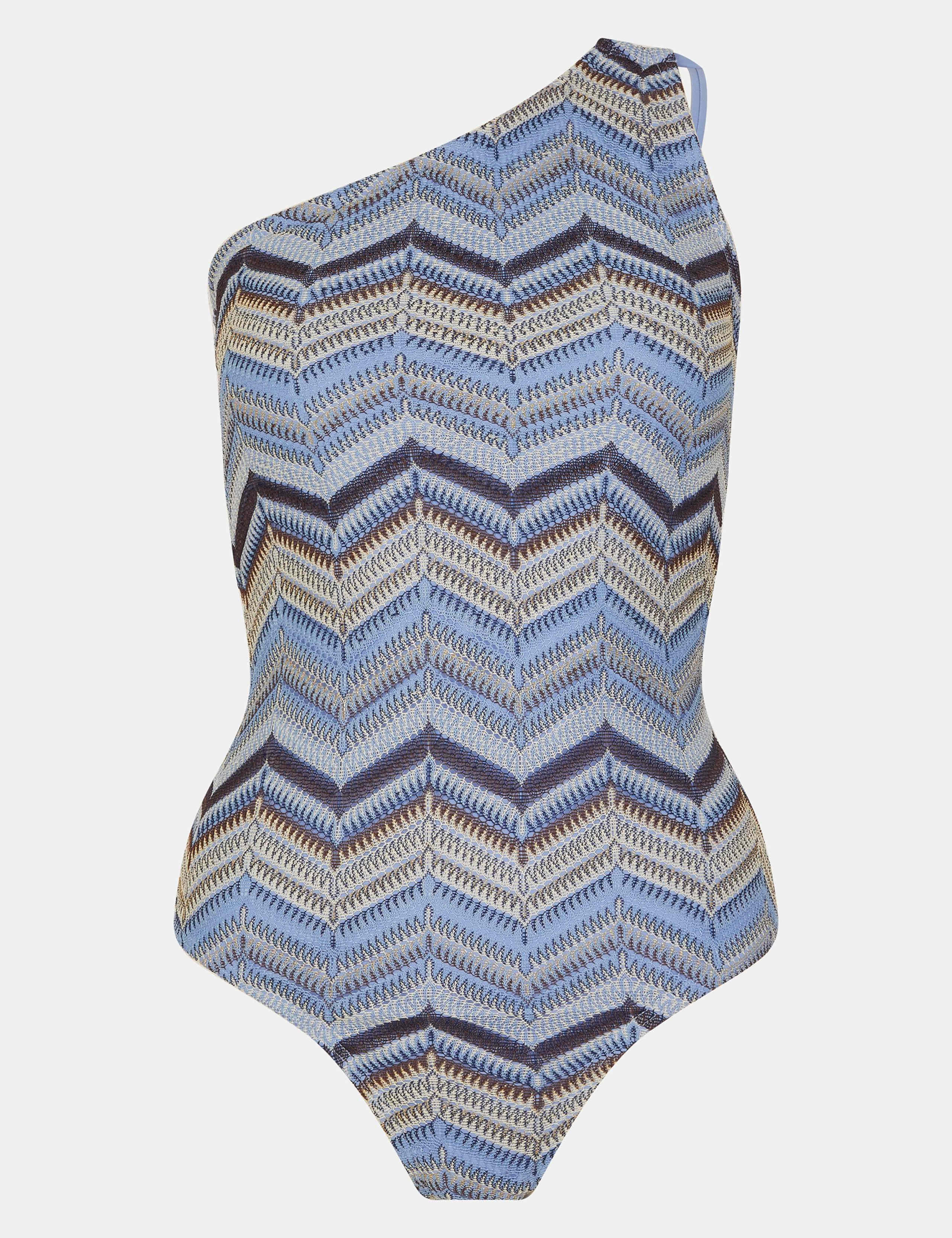 Striped Padded One Shoulder Swimsuit 2 of 5