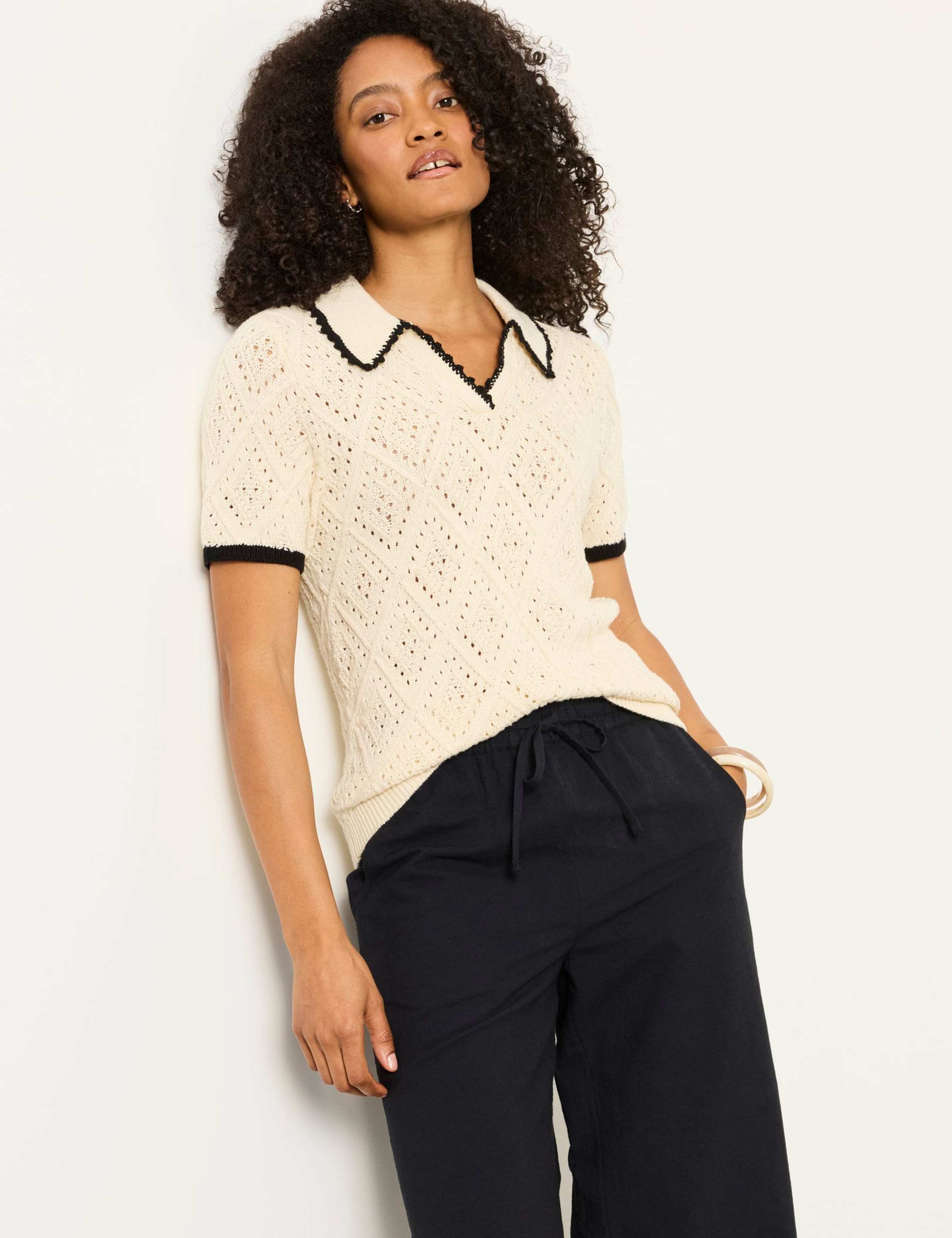 Pure Cotton Collared Knitted Top 3 of 6