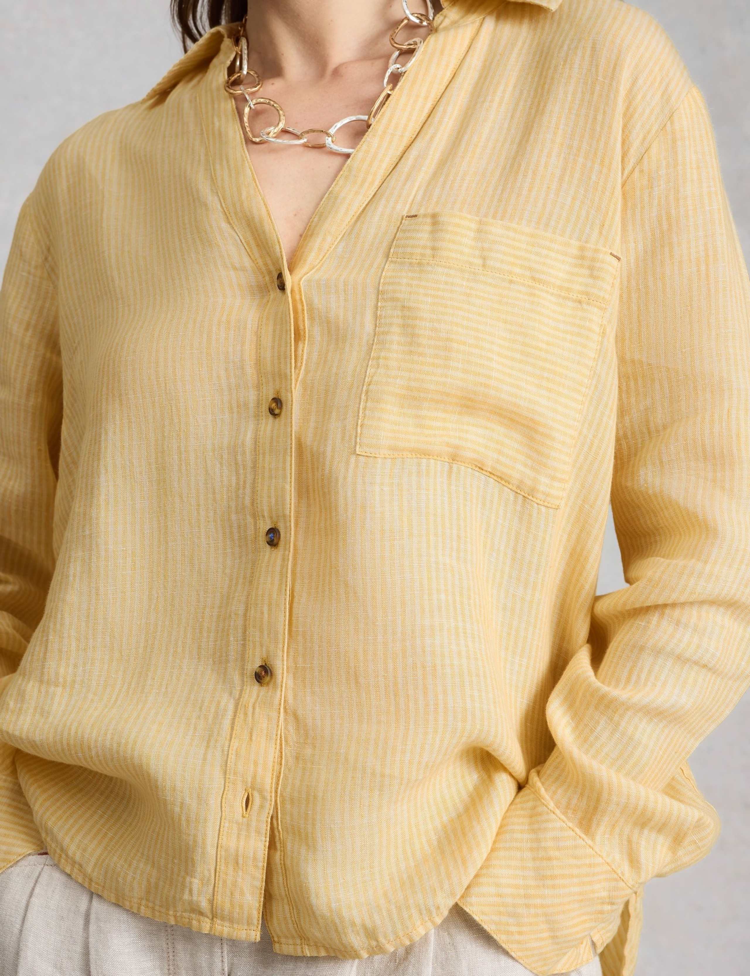 Pure Linen Striped Button Through Shirt 4 of 6