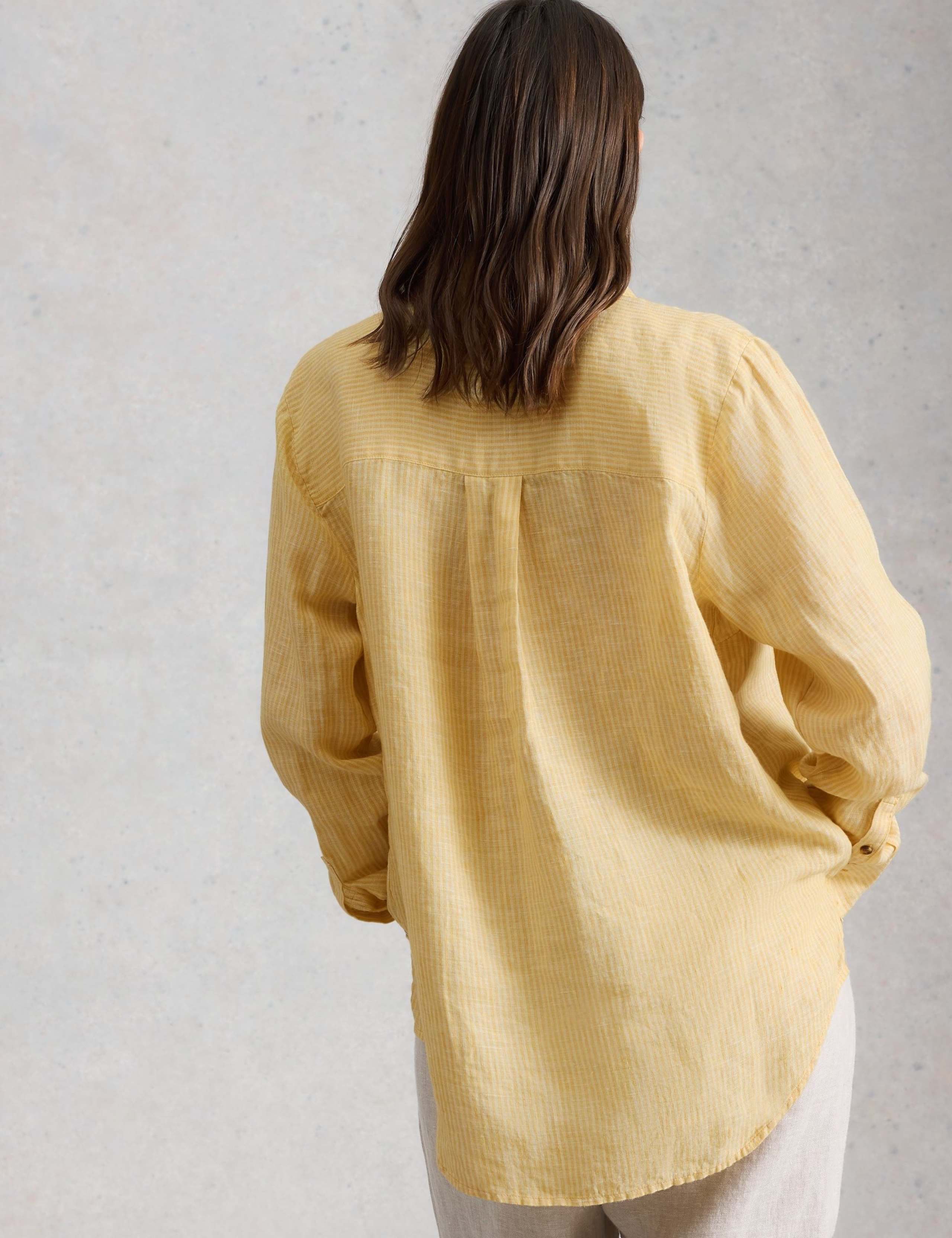 Pure Linen Striped Button Through Shirt 5 of 6