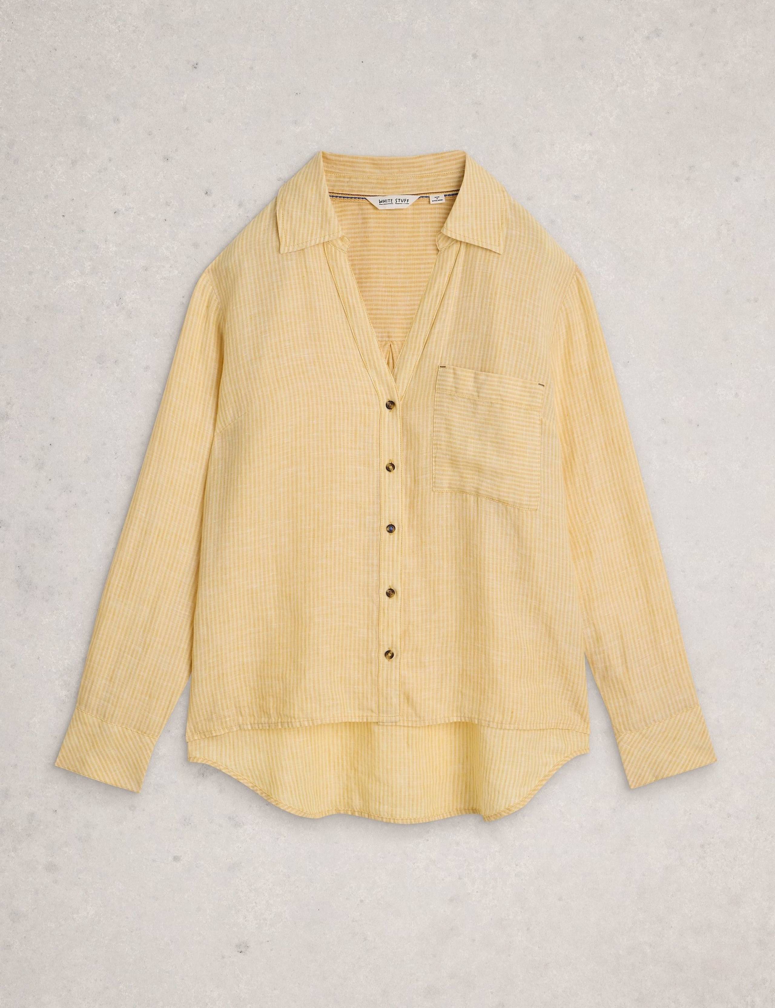 Pure Linen Striped Button Through Shirt 2 of 6