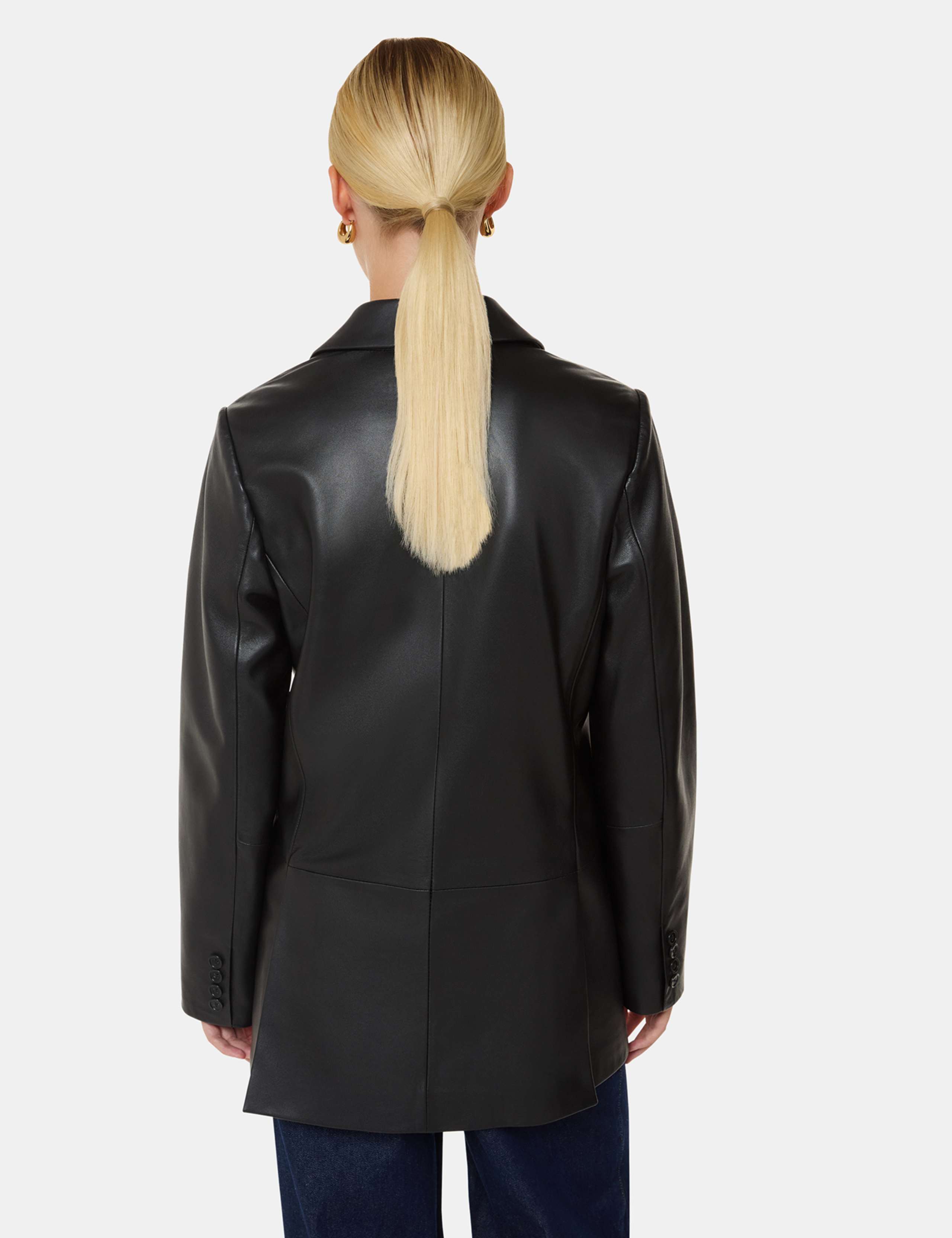 Aliza Leather Double Breasted Waisted Blazer 3 of 4