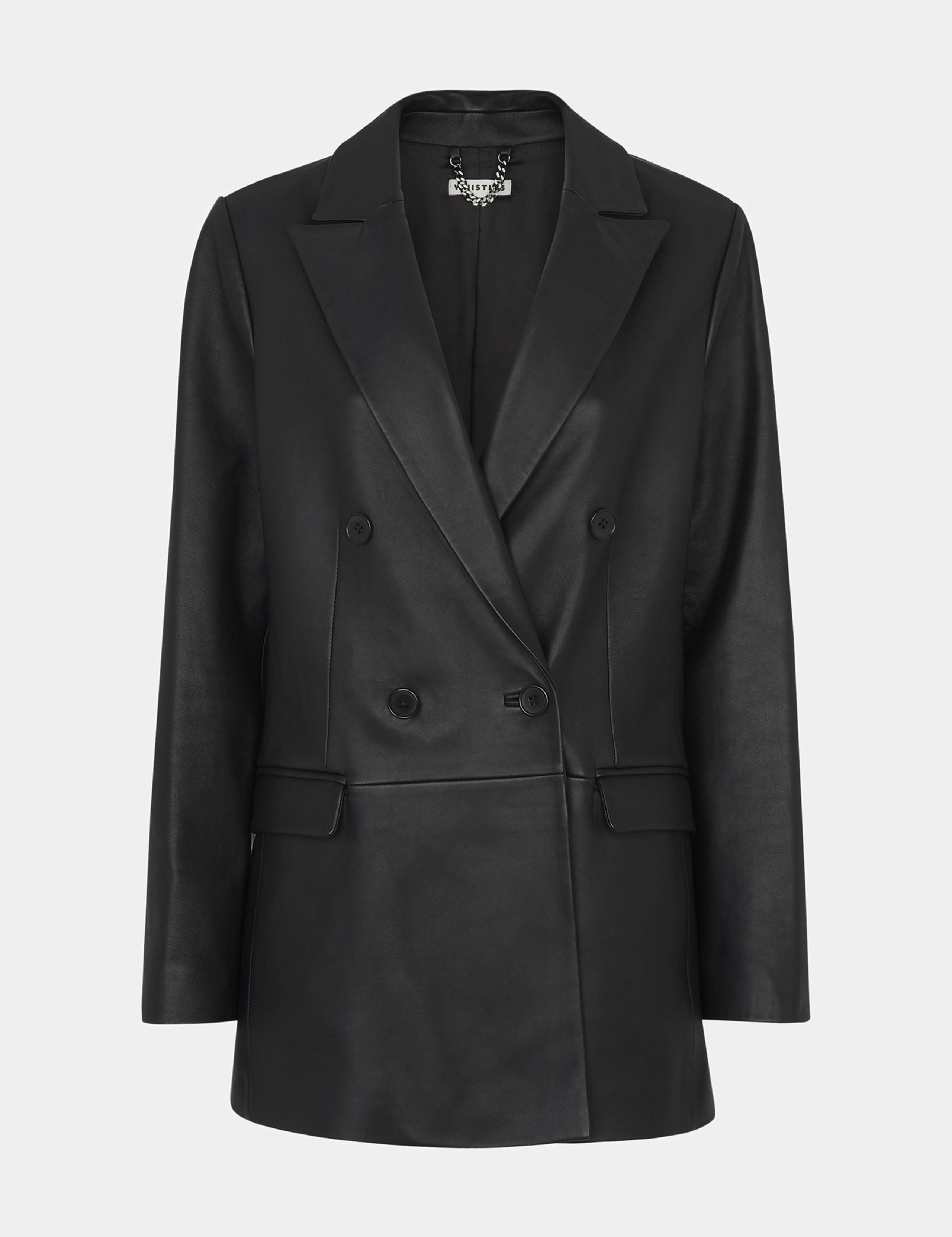 Aliza Leather Double Breasted Waisted Blazer 2 of 4