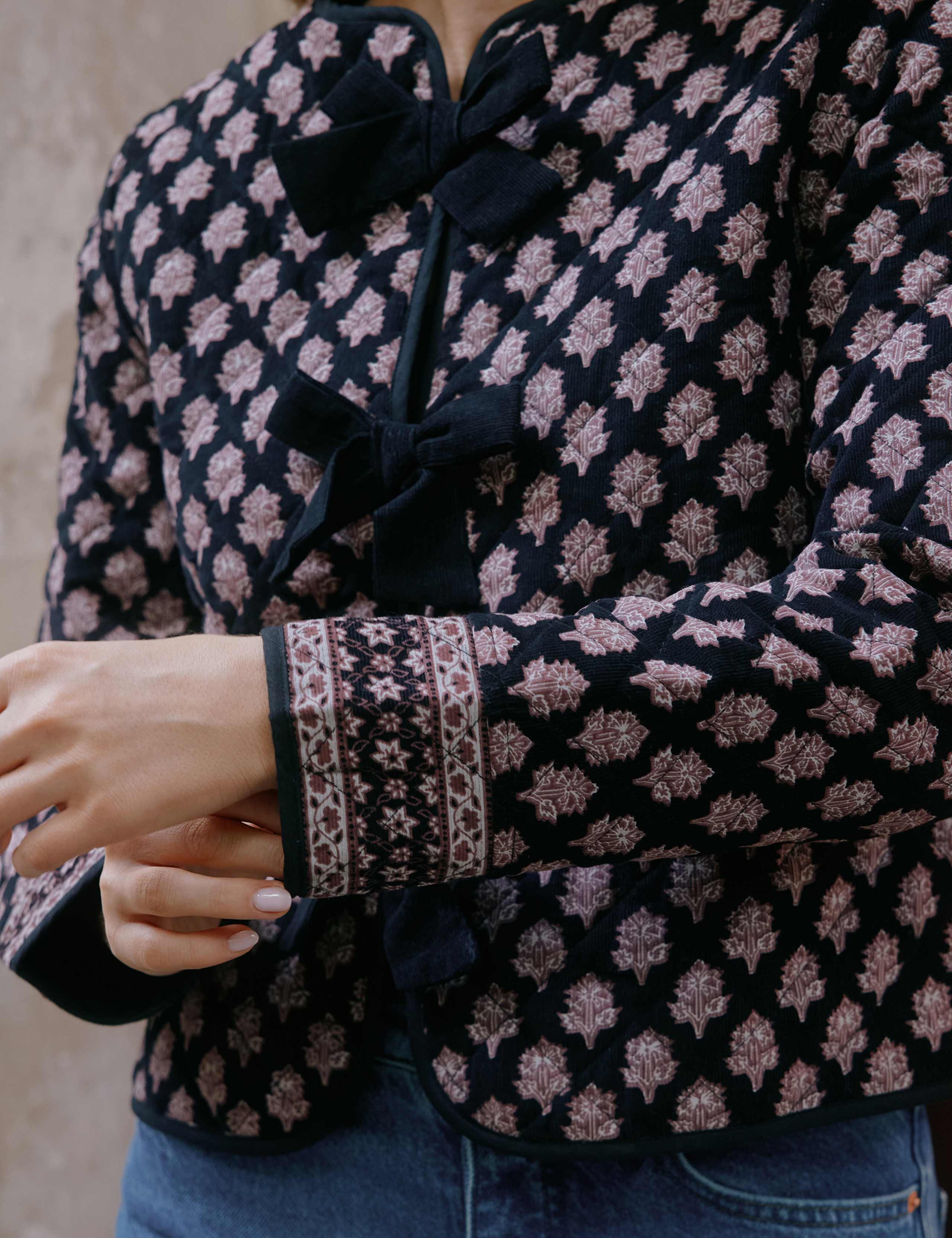 Pure Cotton Woodblock Tie Front Jacket 4 of 4